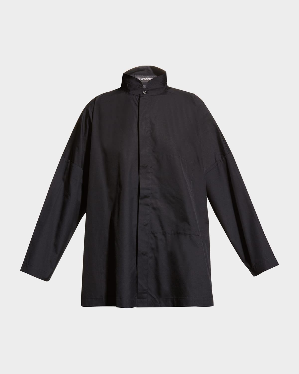 wide double stand collar shirt - long