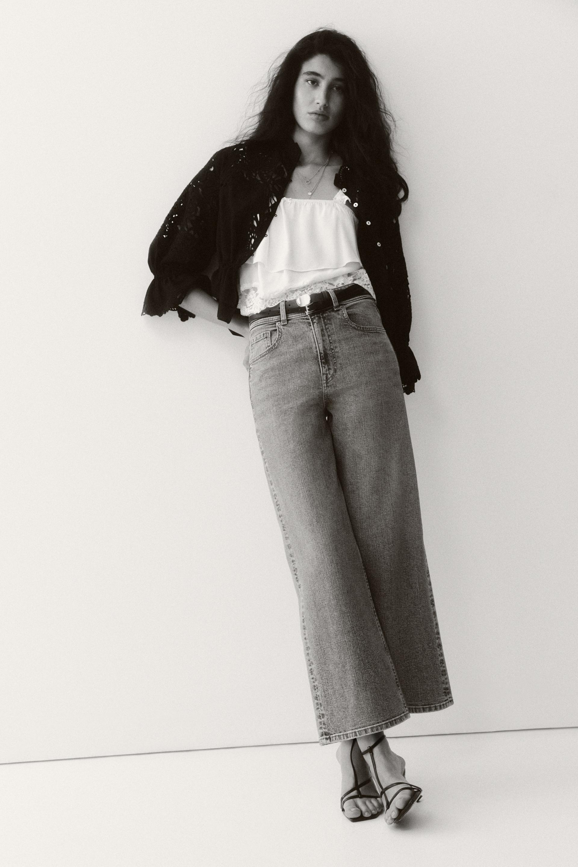 wide high waist ankle jeans