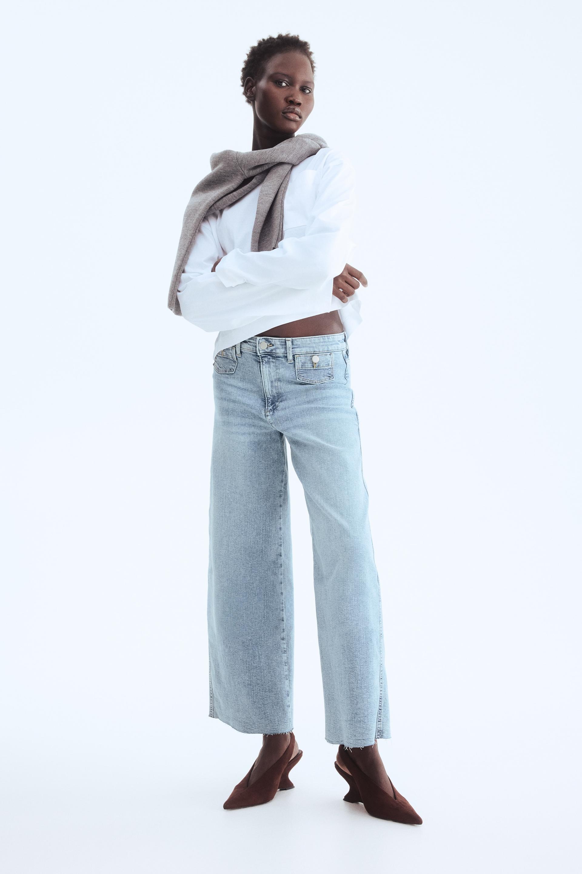 wide high waist ankle jeans