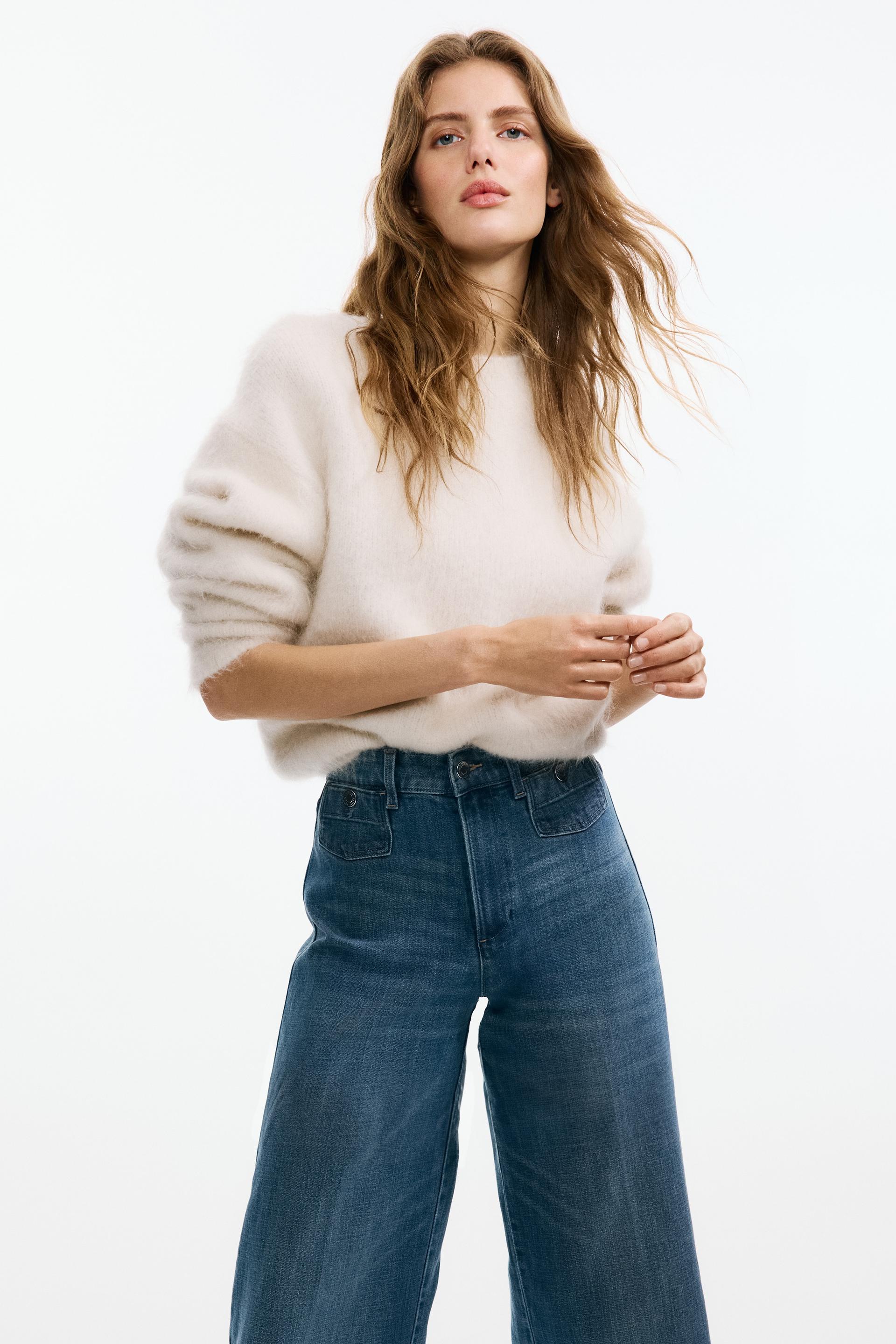 wide high waist ankle jeans