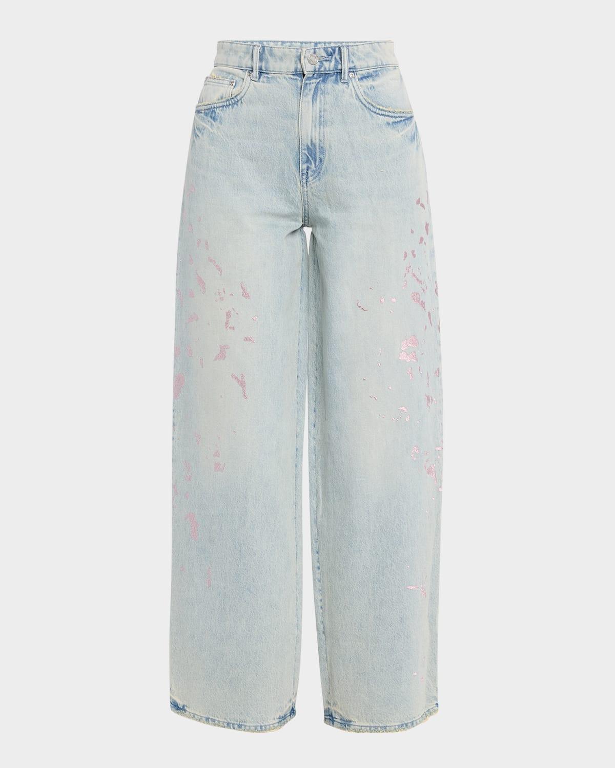 wide-leg baggy paint jeans