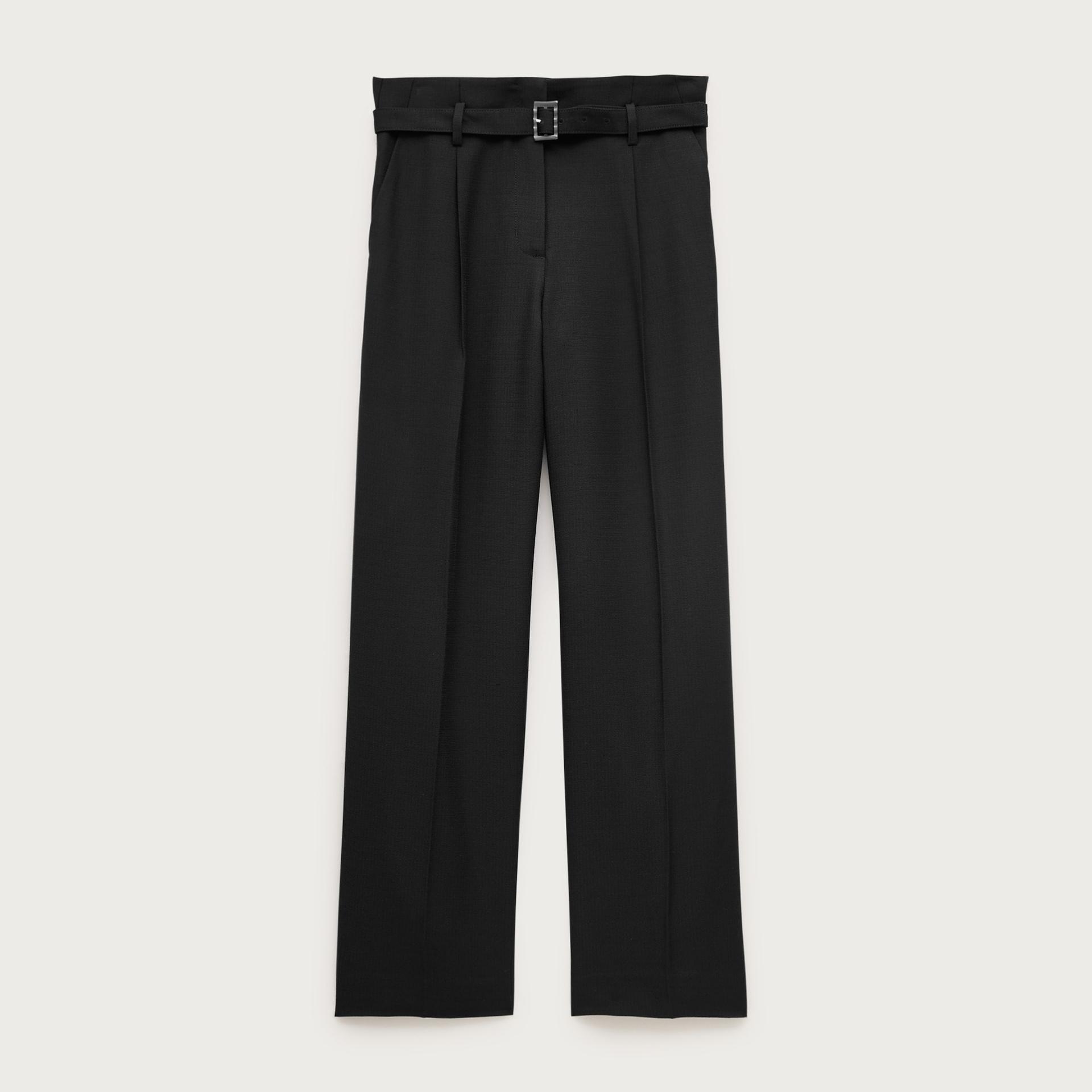 wide-leg belted pant in luster canvas