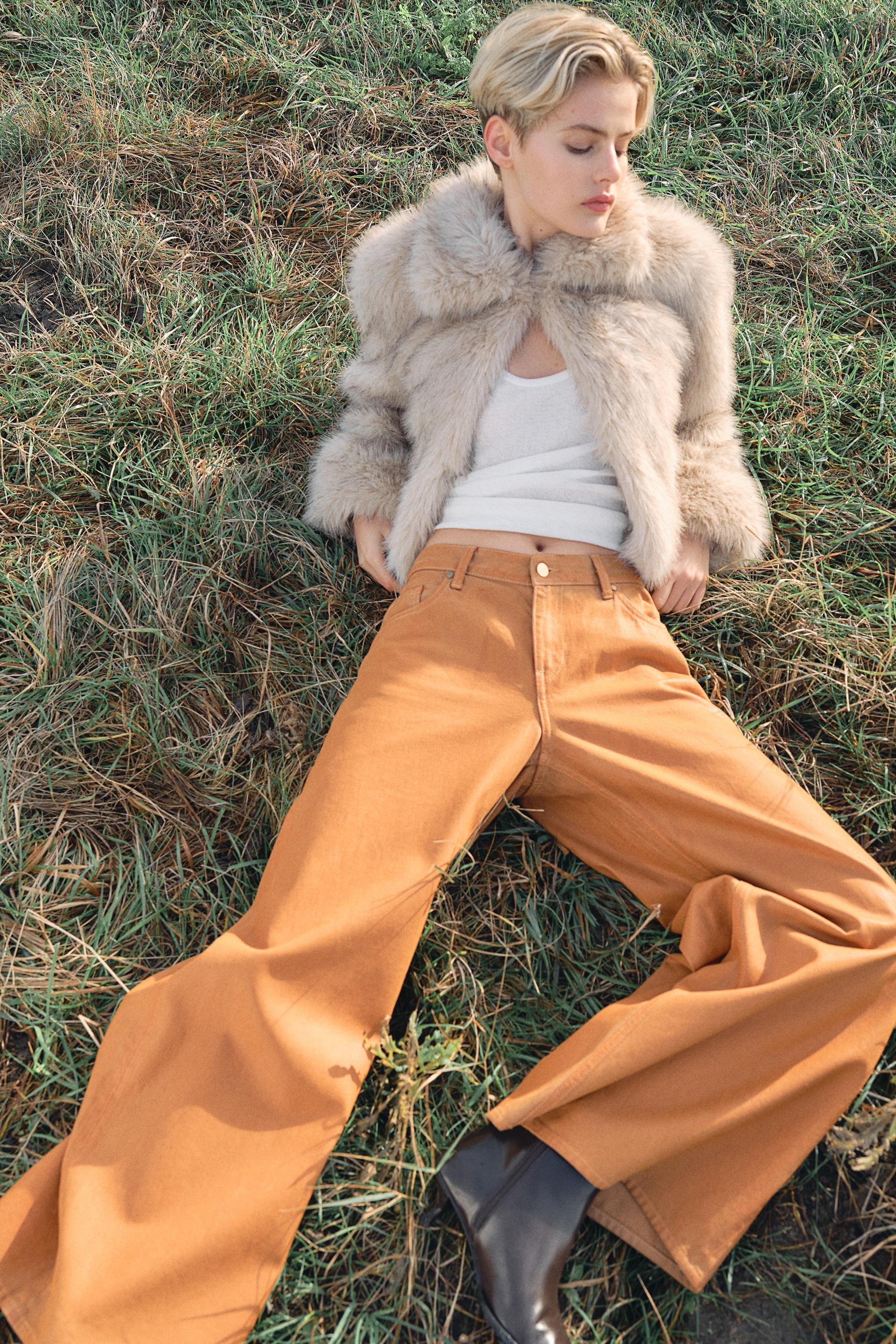 wide-leg coated pants