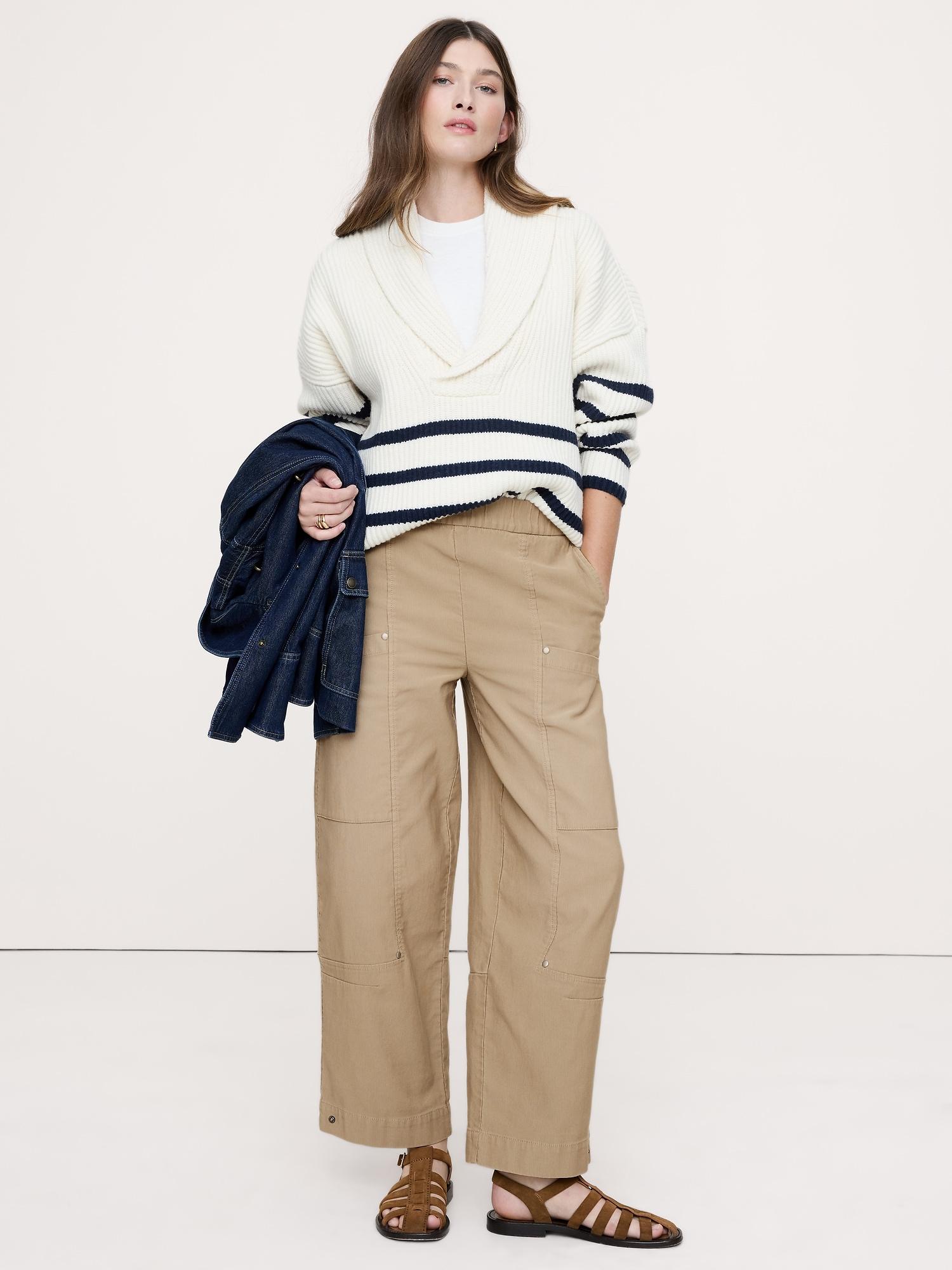 wide-leg corduroy pull-on pant