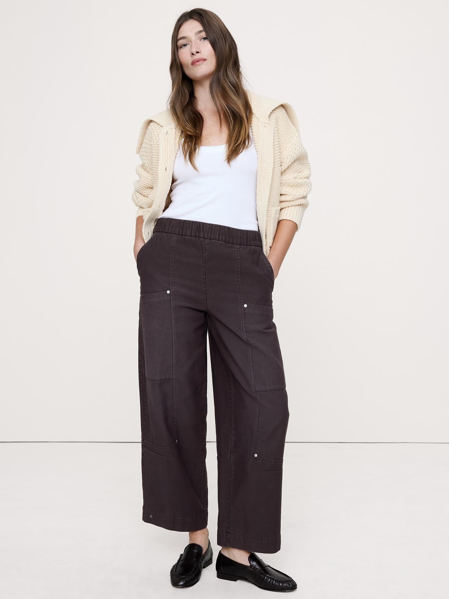 wide-leg corduroy pull-on pant