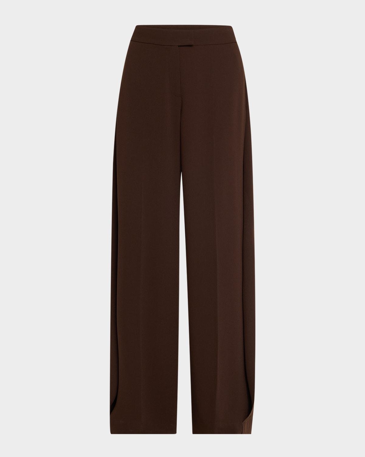 wide leg crepe pants with side extens