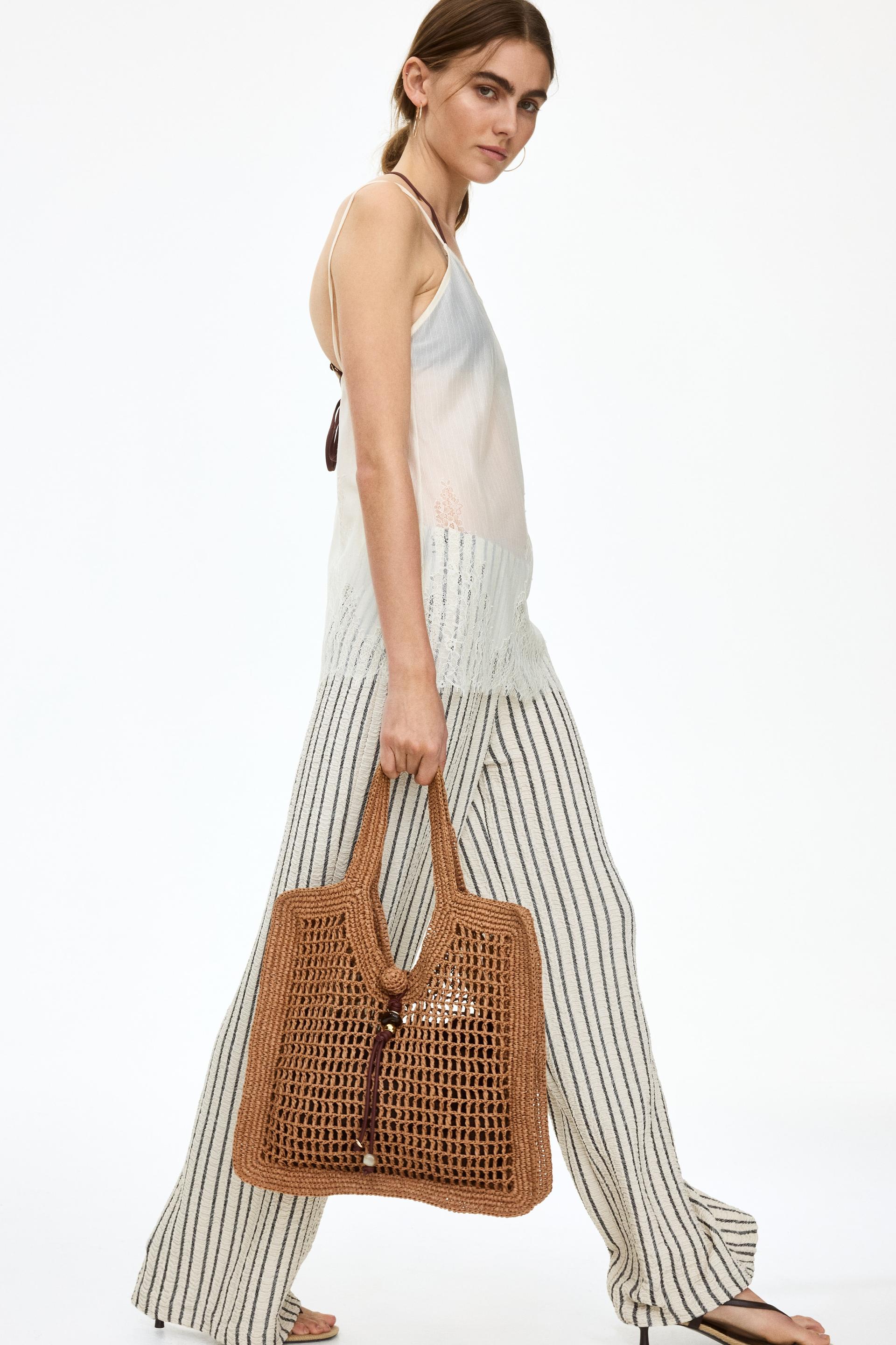 wide-leg crinkled pants