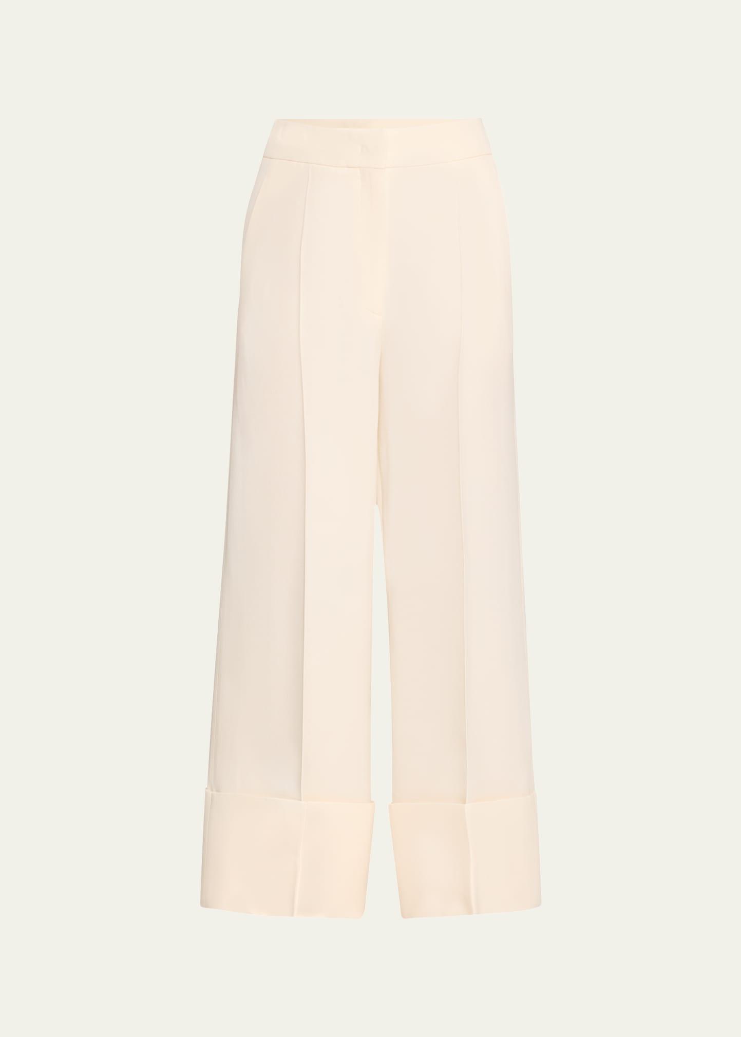wide-leg cuffed trousers