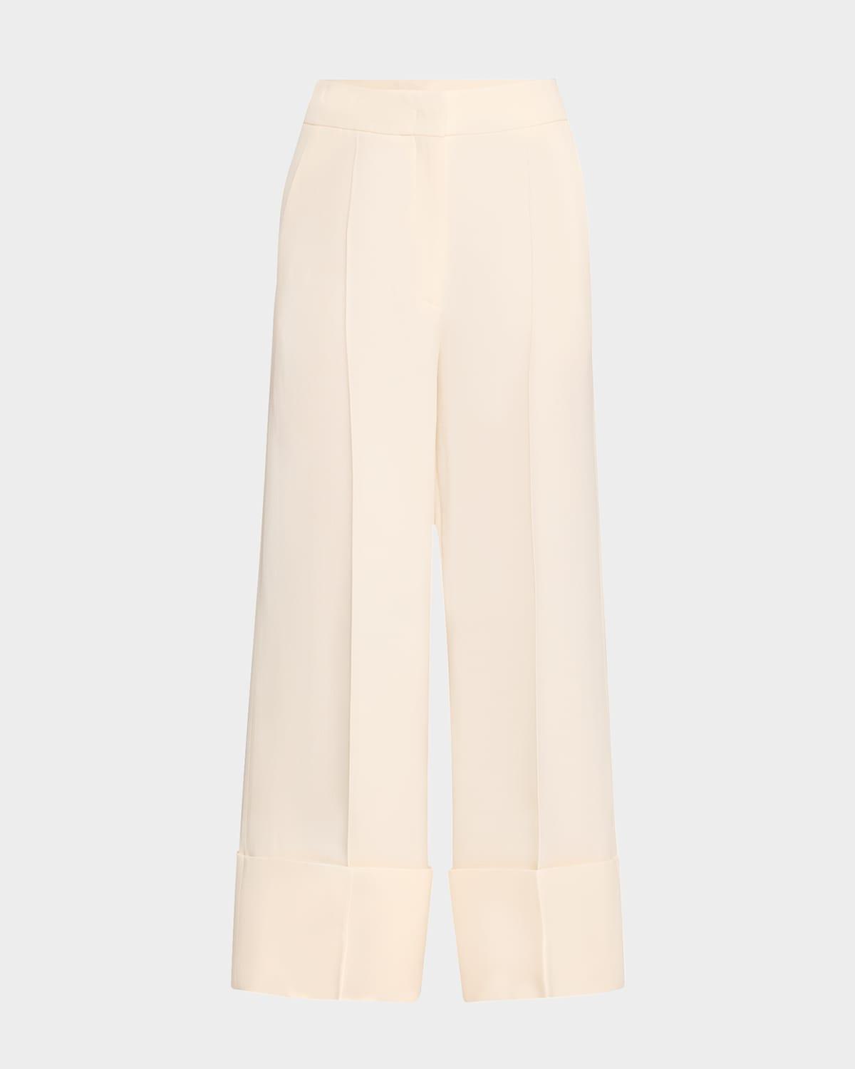 wide-leg cuffed trousers
