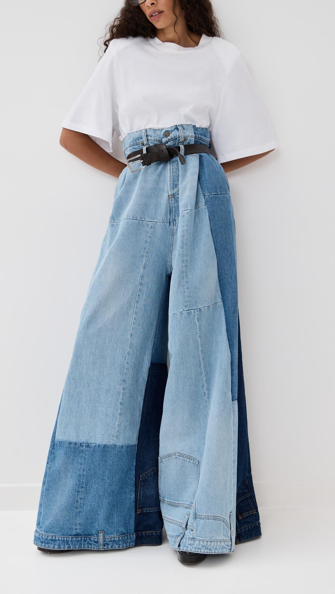 wide leg denim pants