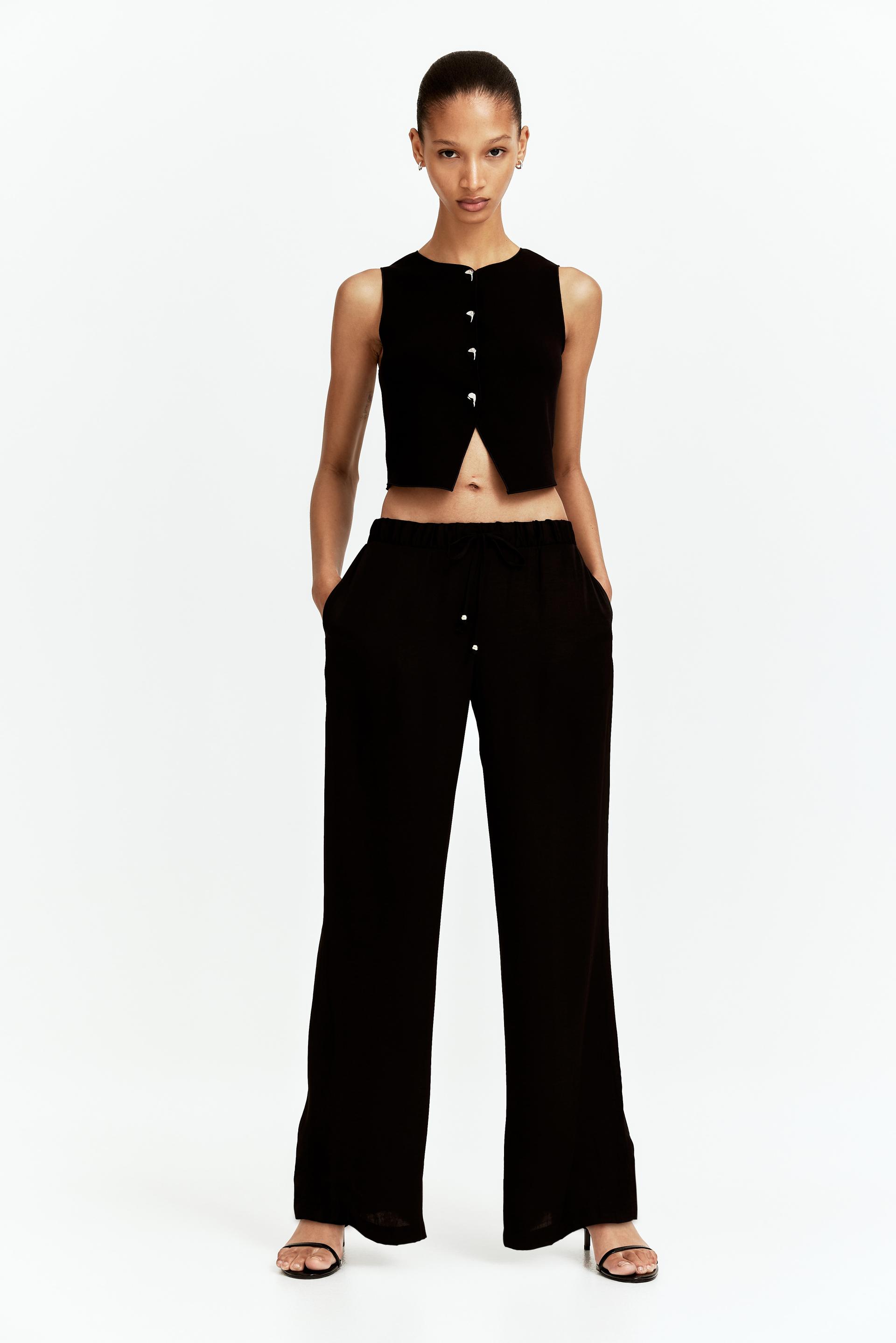 wide-leg drawstring pants