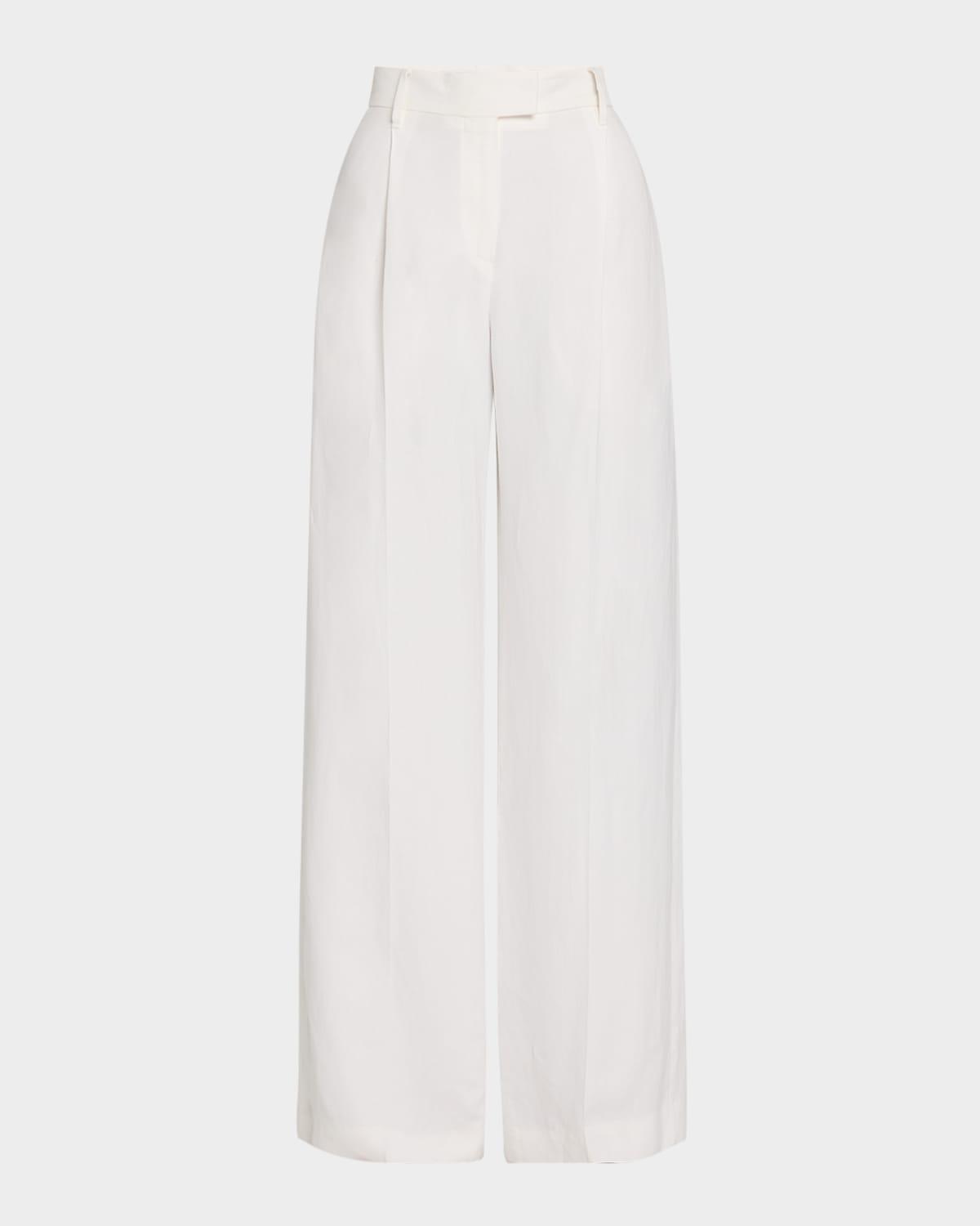 wide-leg fluid linen twill tailored pants