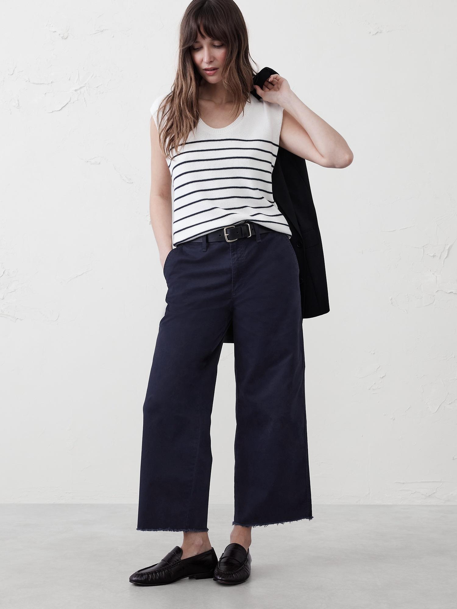 wide-leg high-rise cropped chino