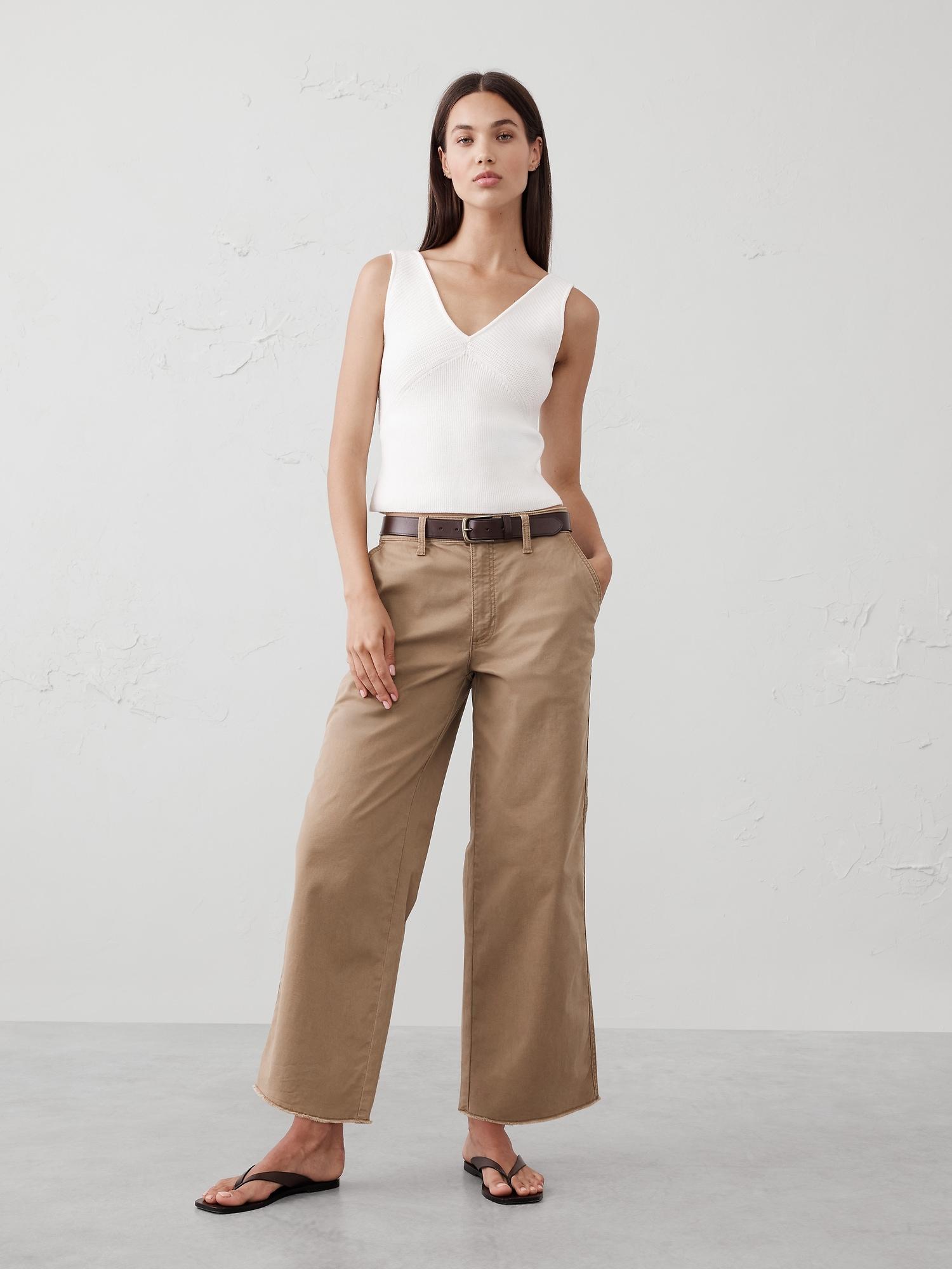 wide-leg high-rise cropped chino