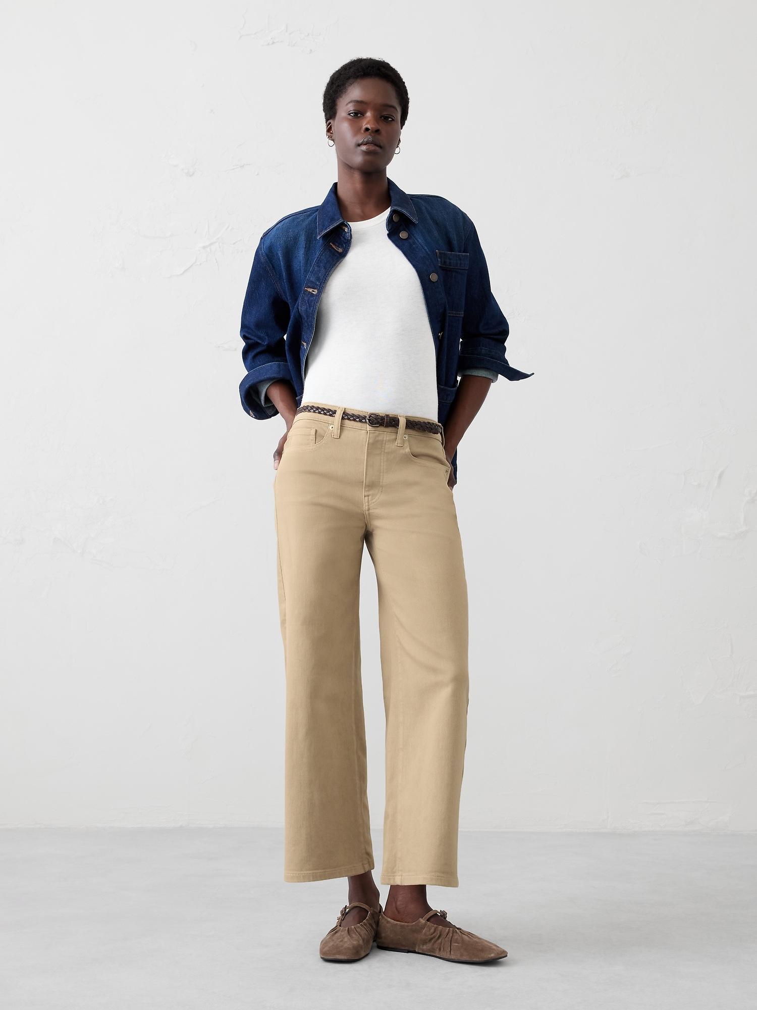 wide-leg high-rise cropped jean