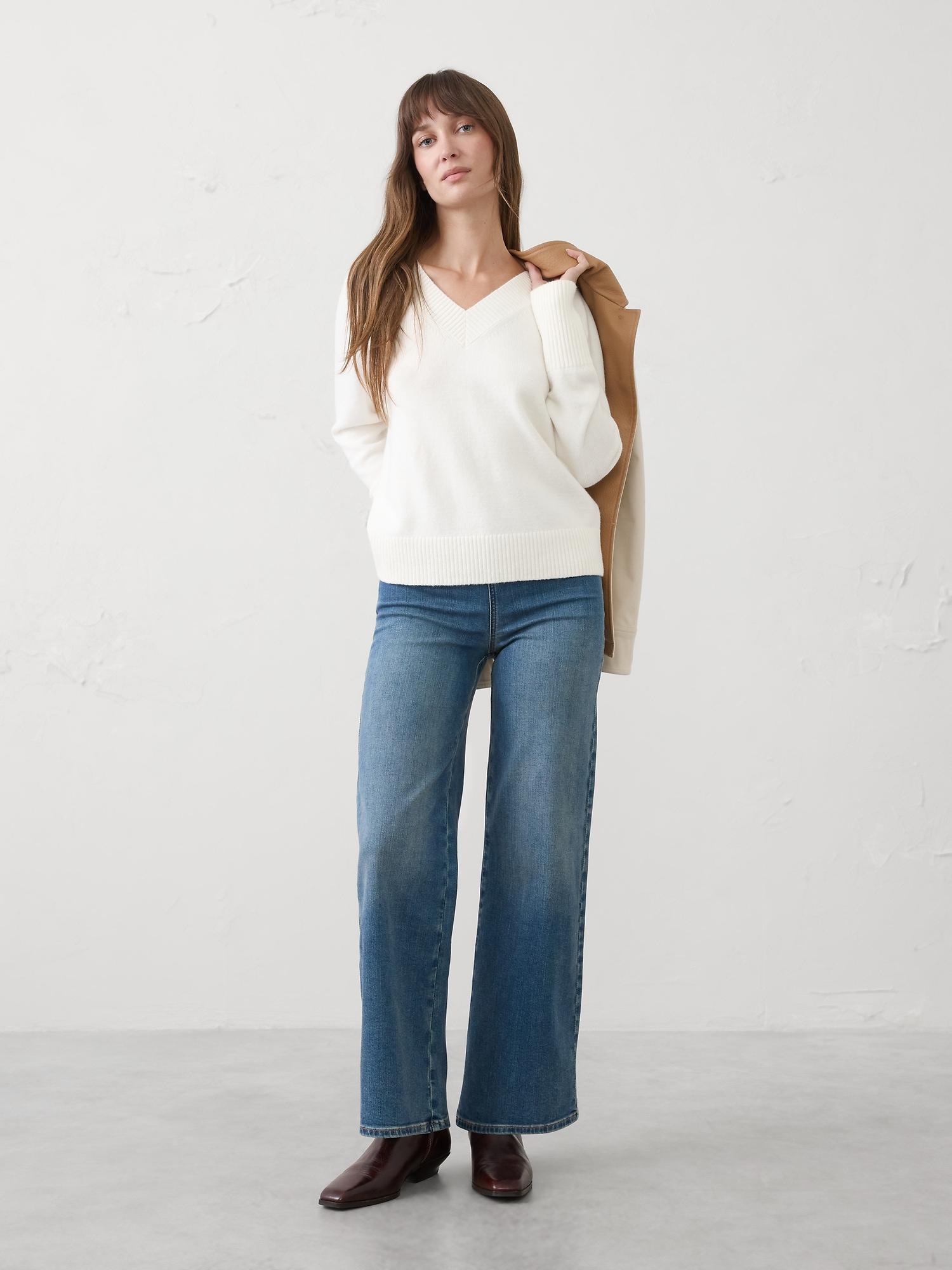 wide-leg high-rise pull-on jean