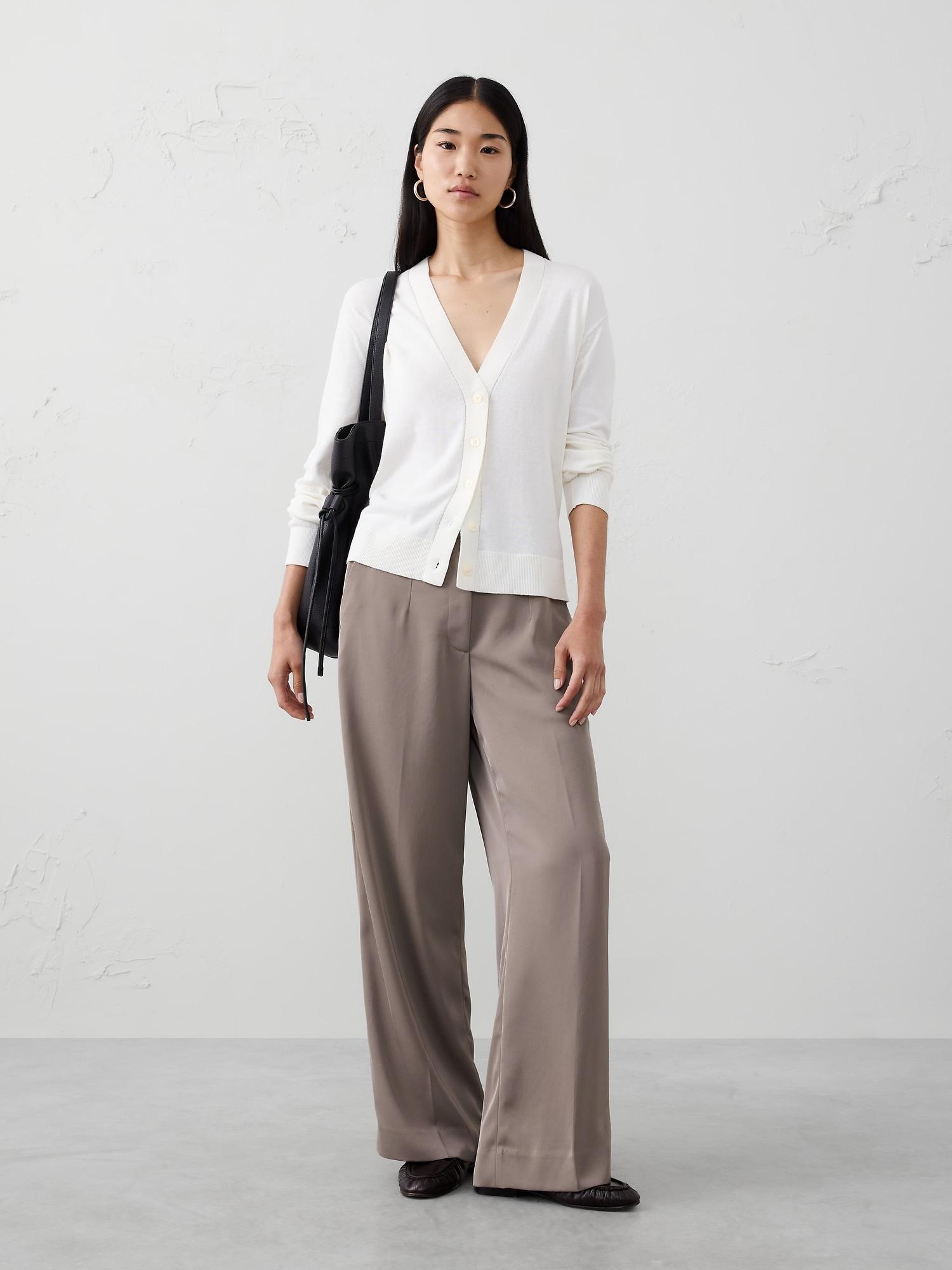 wide-leg high-rise satin trouser