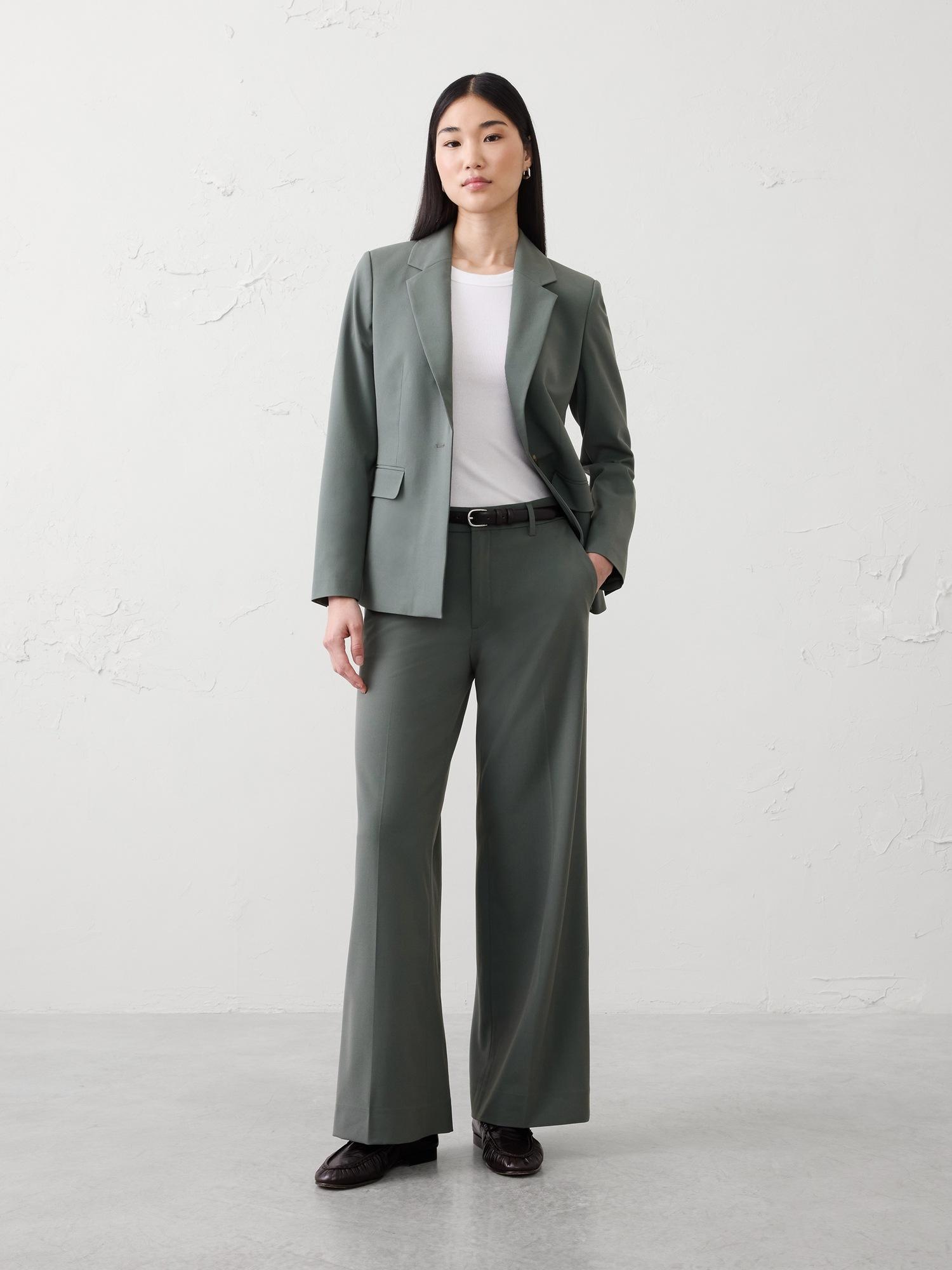 wide-leg high-rise sculpted trouser