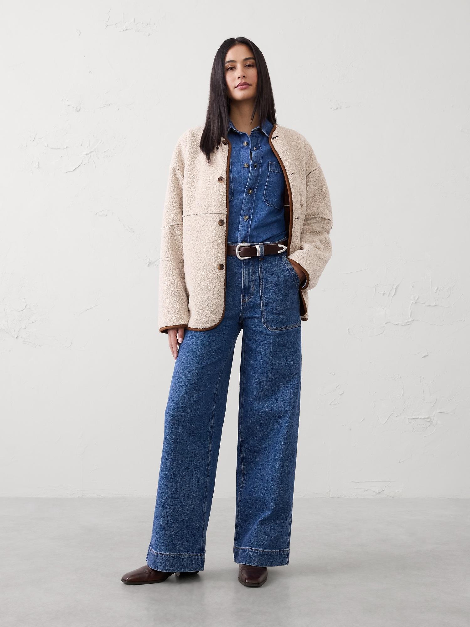 wide-leg high-rise utility jean