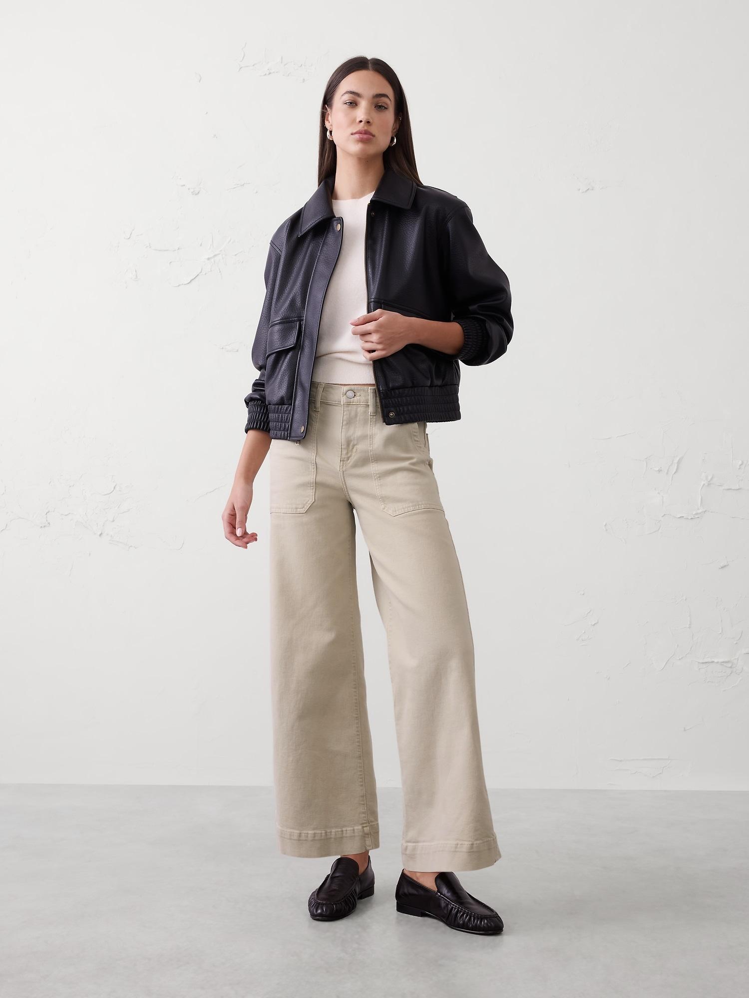 wide-leg high-rise utility jean
