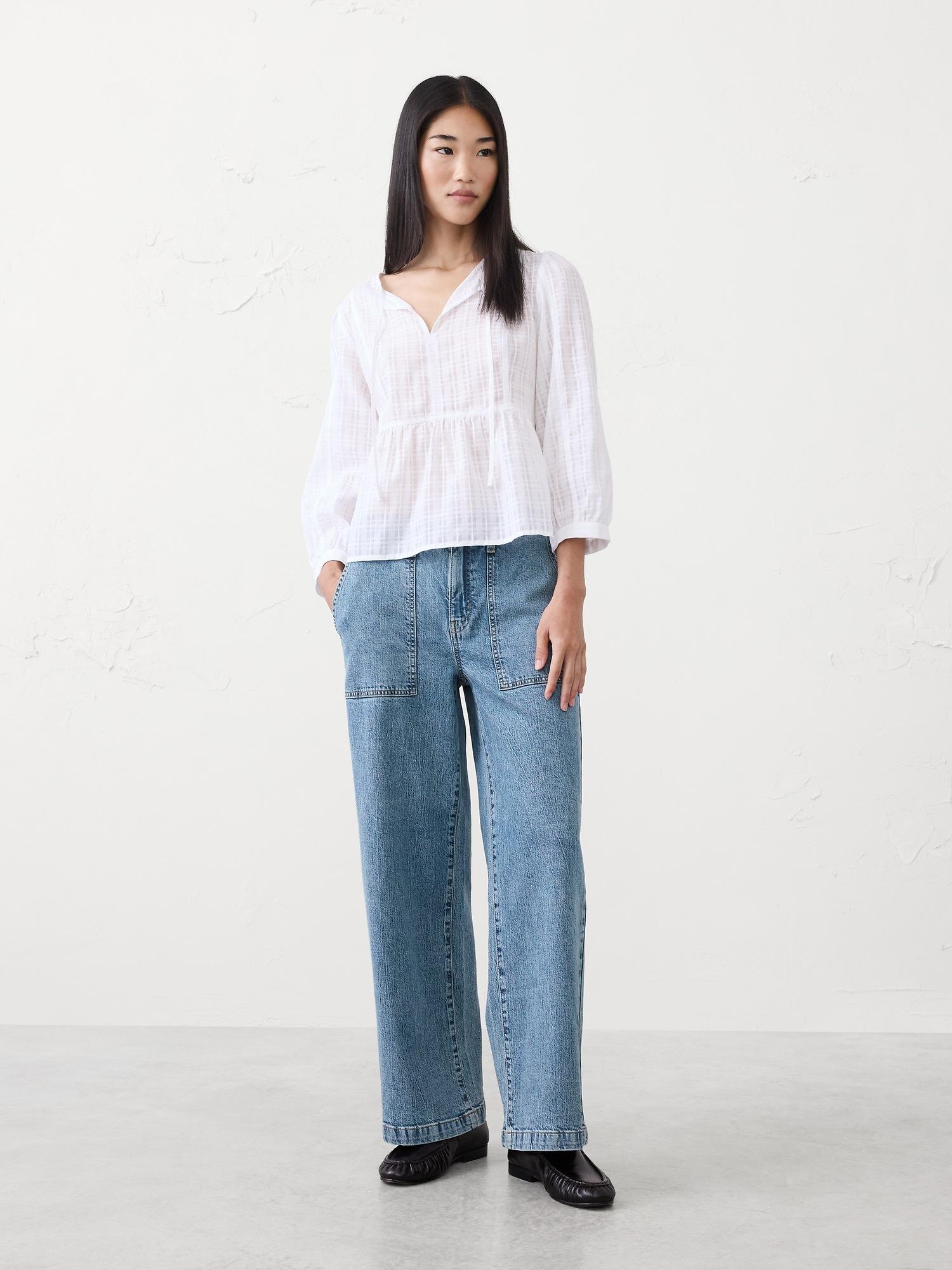 wide-leg high-rise utility jean