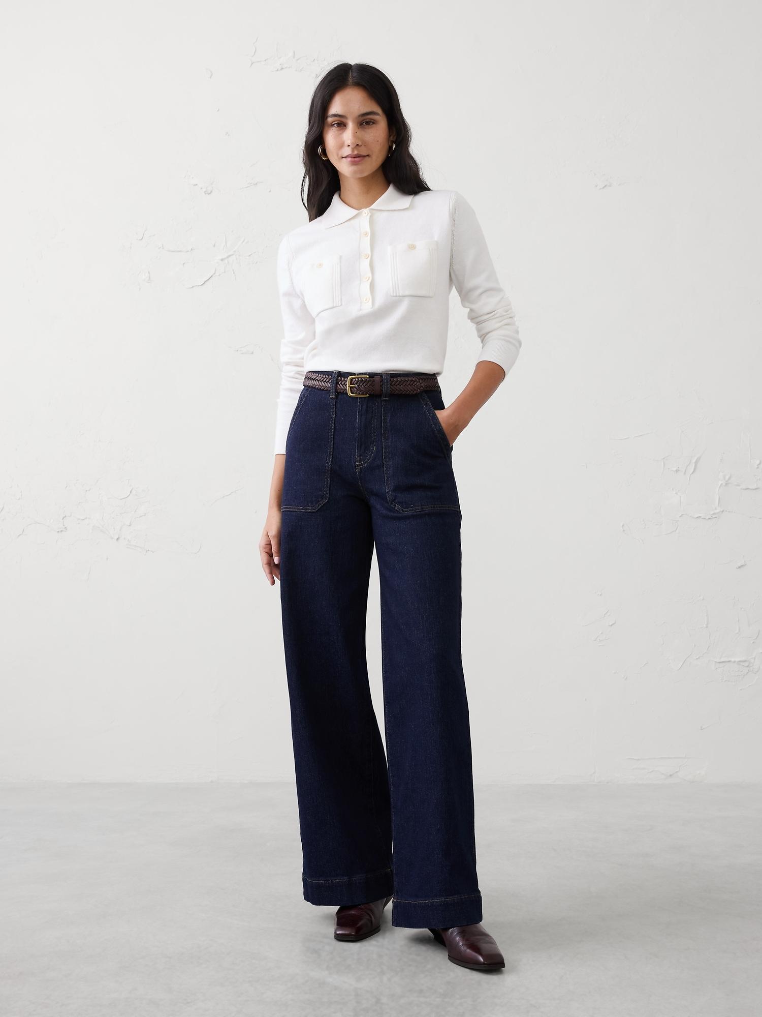 wide-leg high-rise utility jean