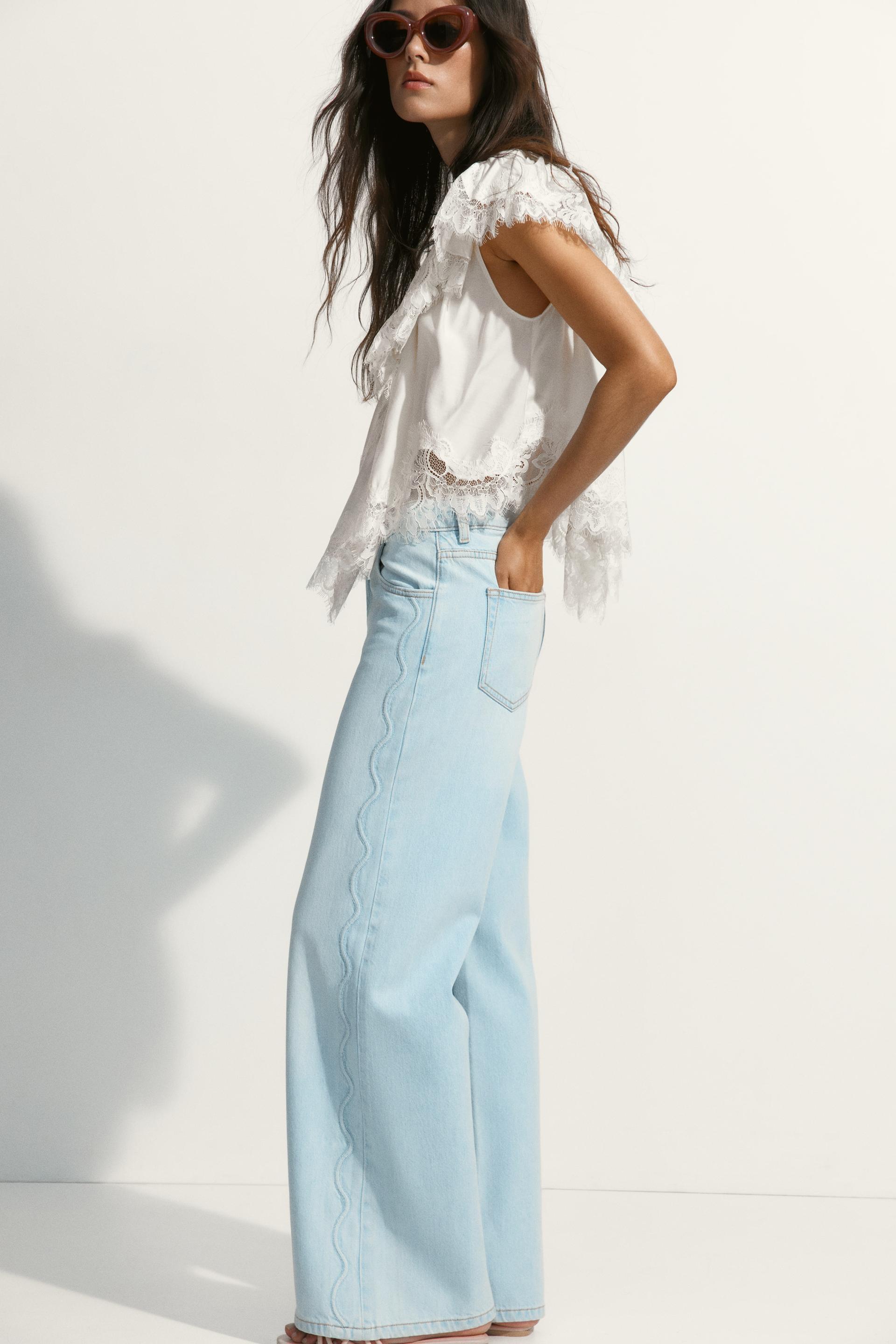 wide-leg high-waist jeans