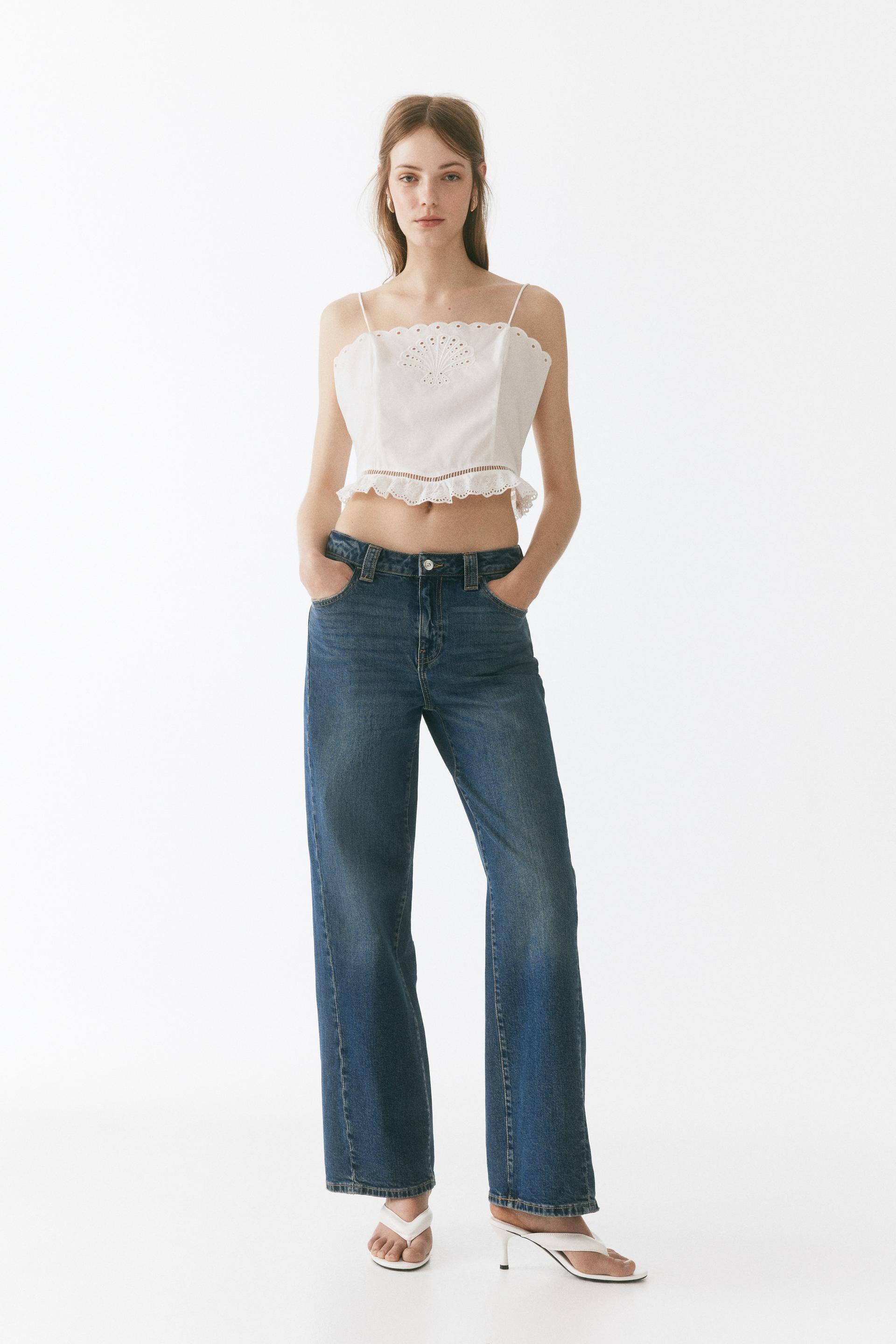 wide-leg high-waist jeans