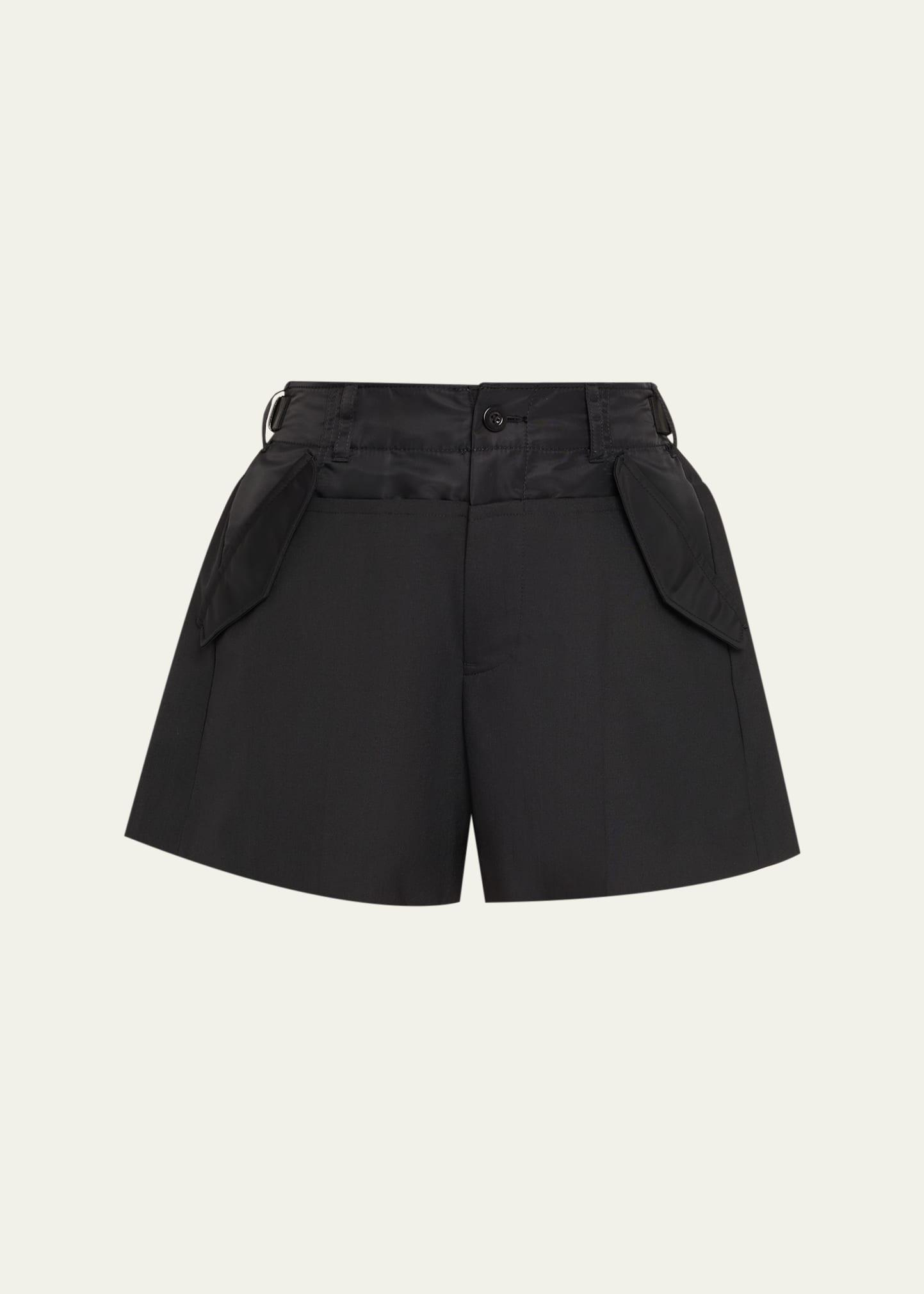 wide-leg hybrid suiting shorts