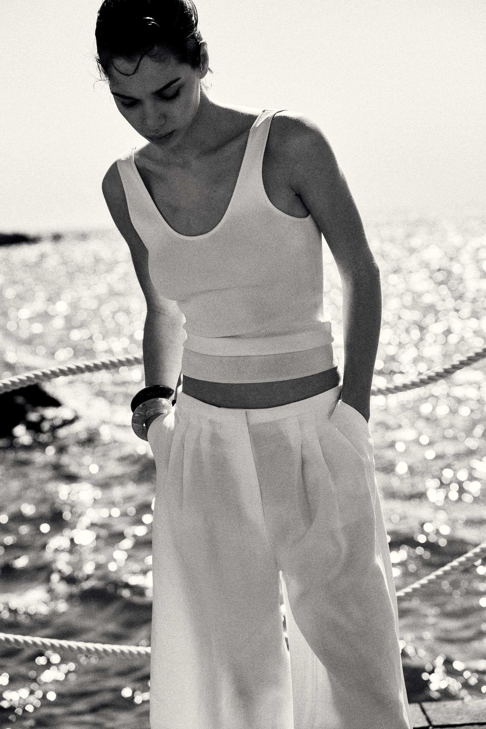 wide-leg linen-blend pants