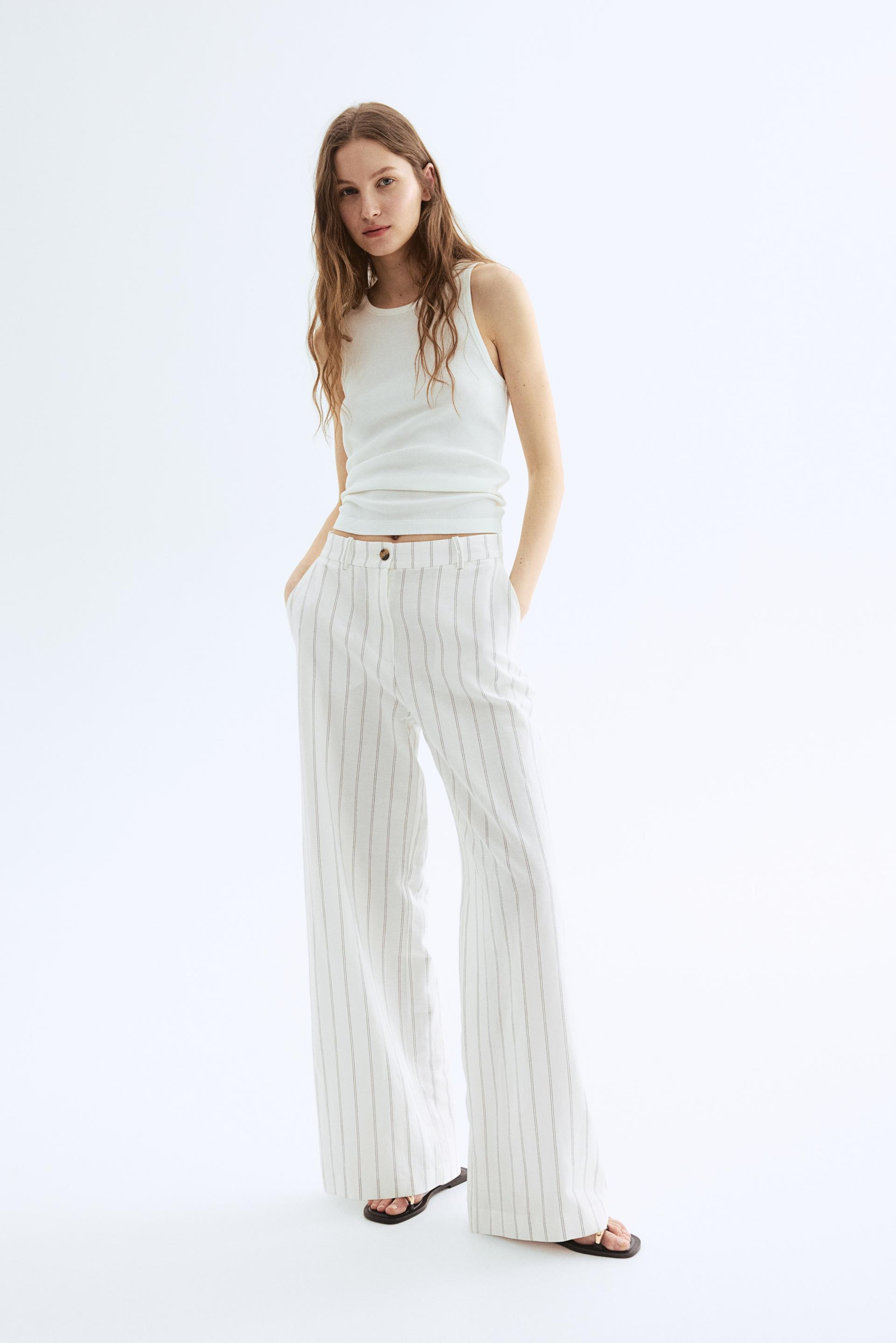 wide-leg linen-blend pants
