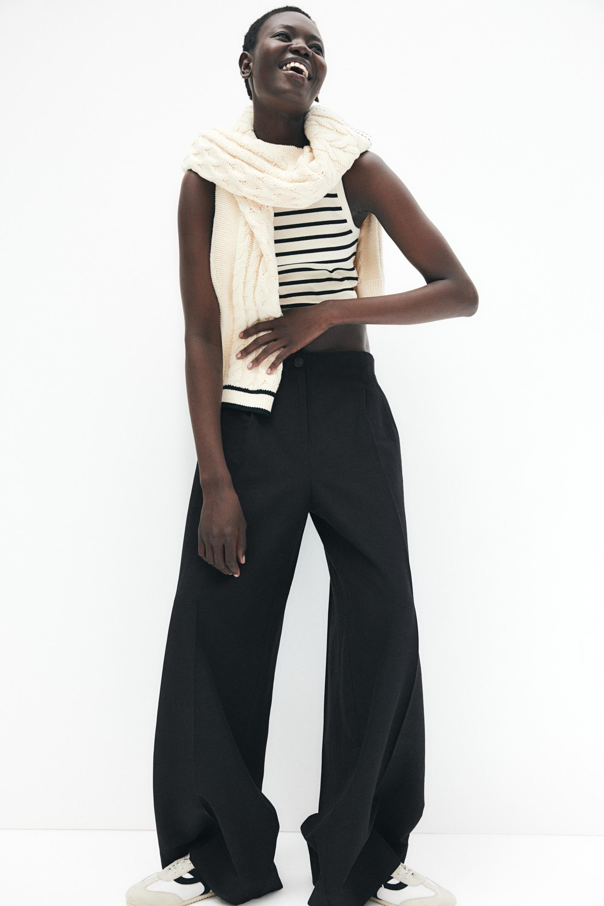 wide-leg linen-blend pants