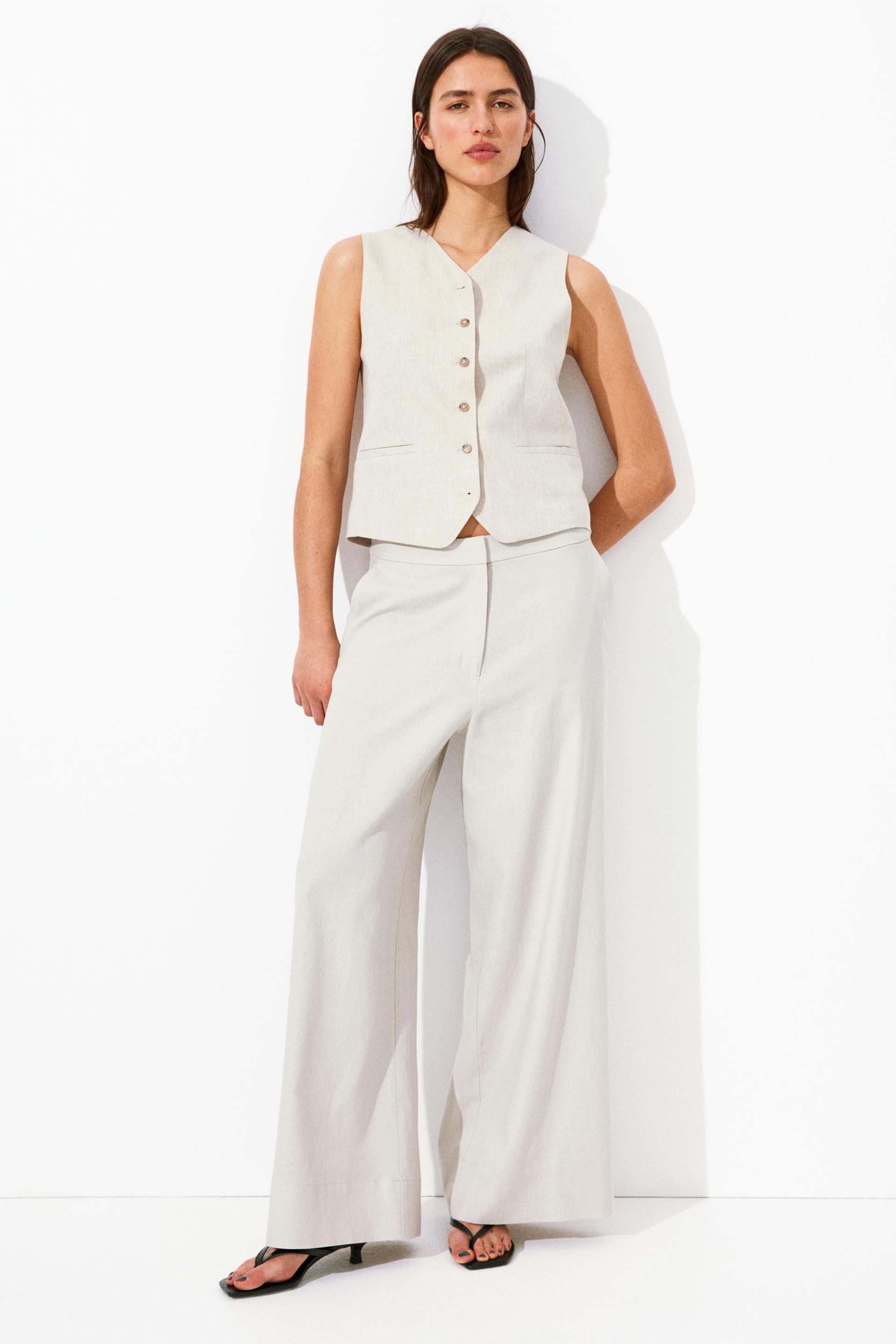 wide-leg linen-blend pants