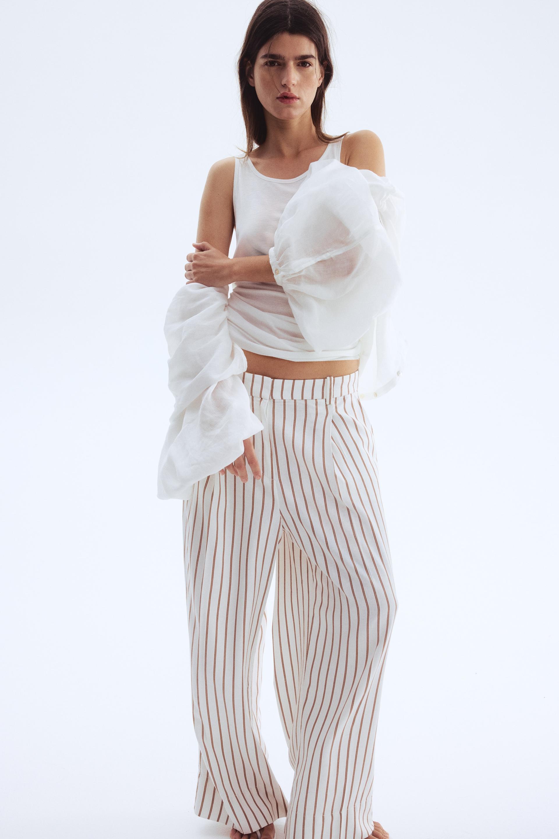 wide-leg linen-blend pants