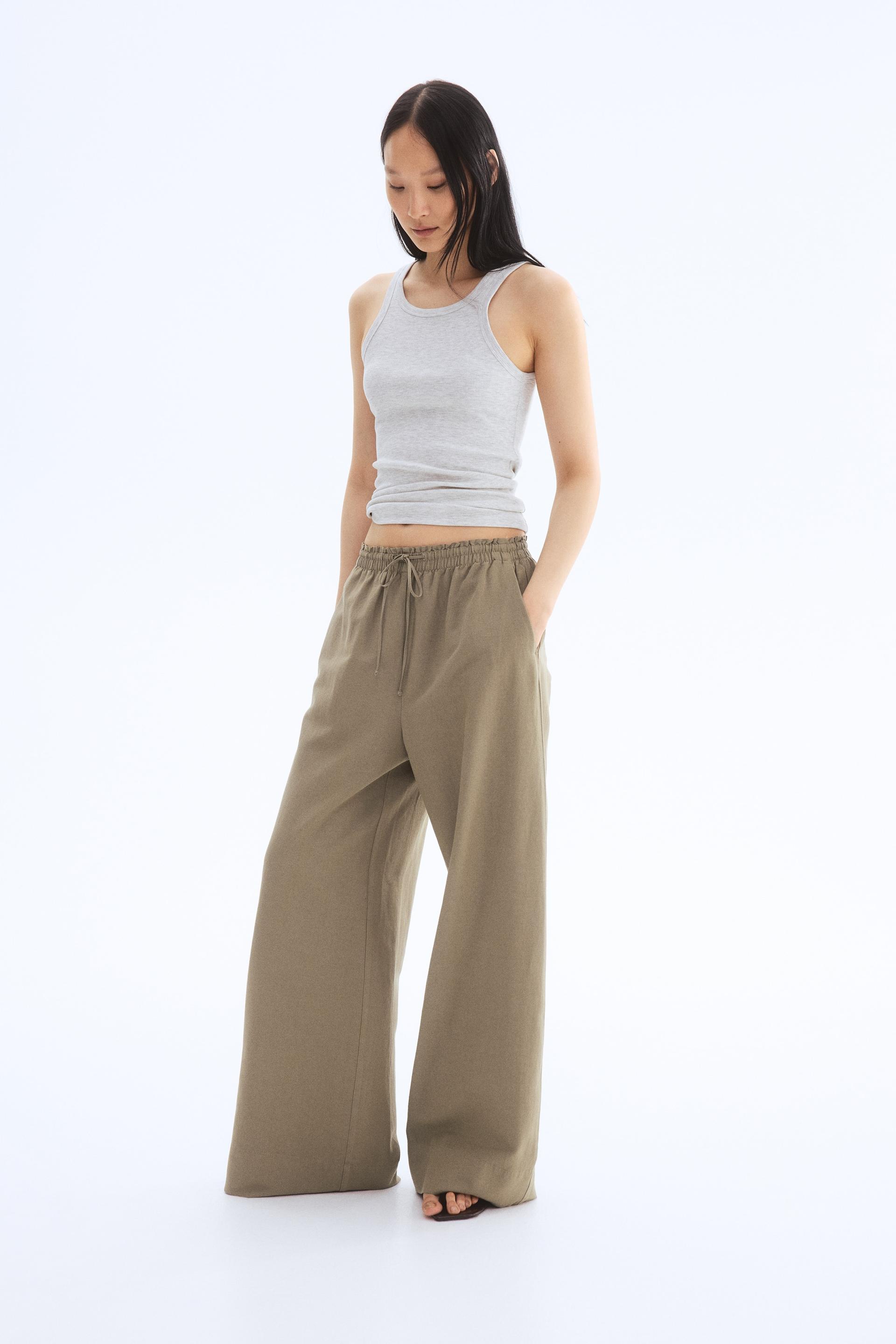 wide-leg linen-blend pants