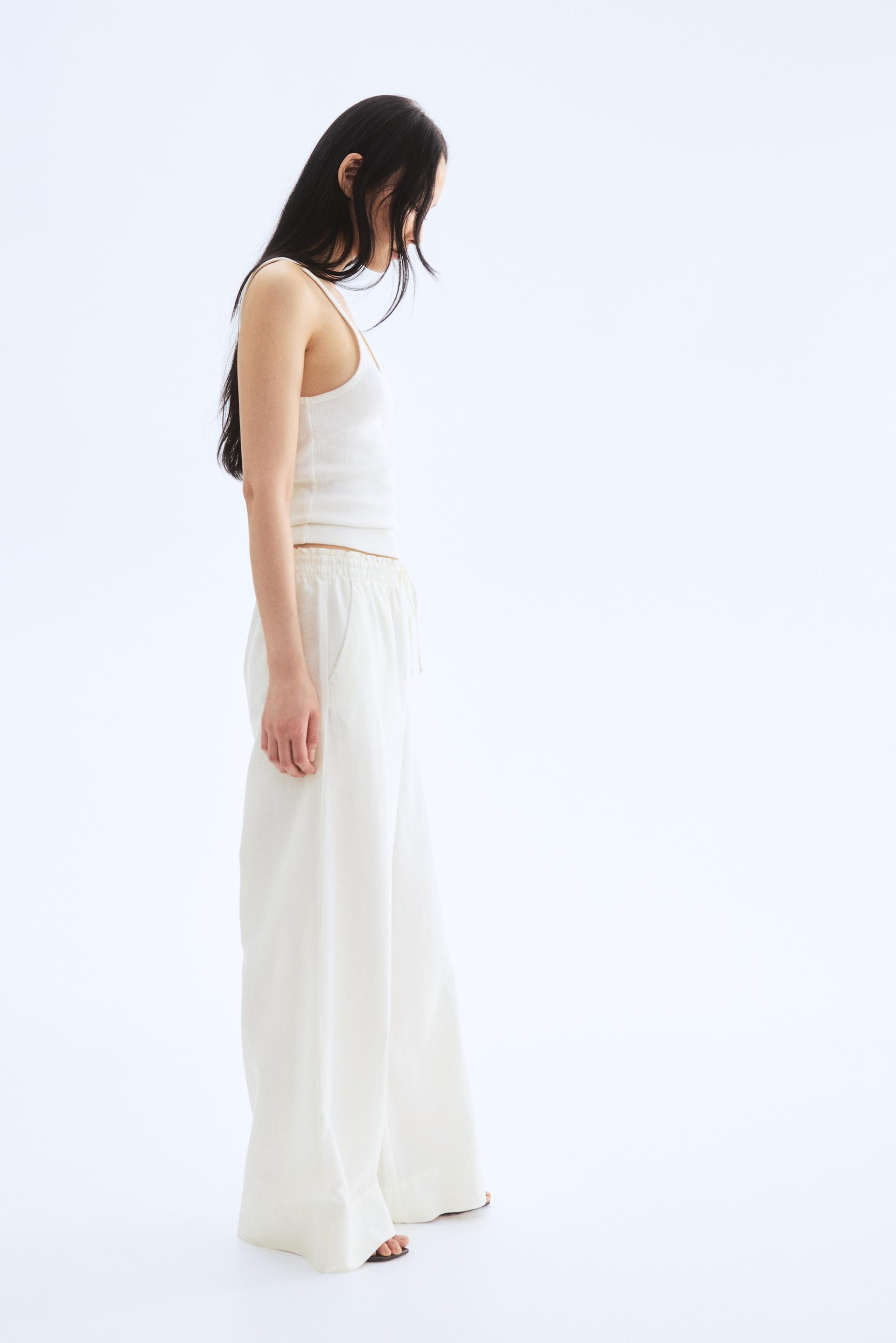 wide-leg linen-blend pants
