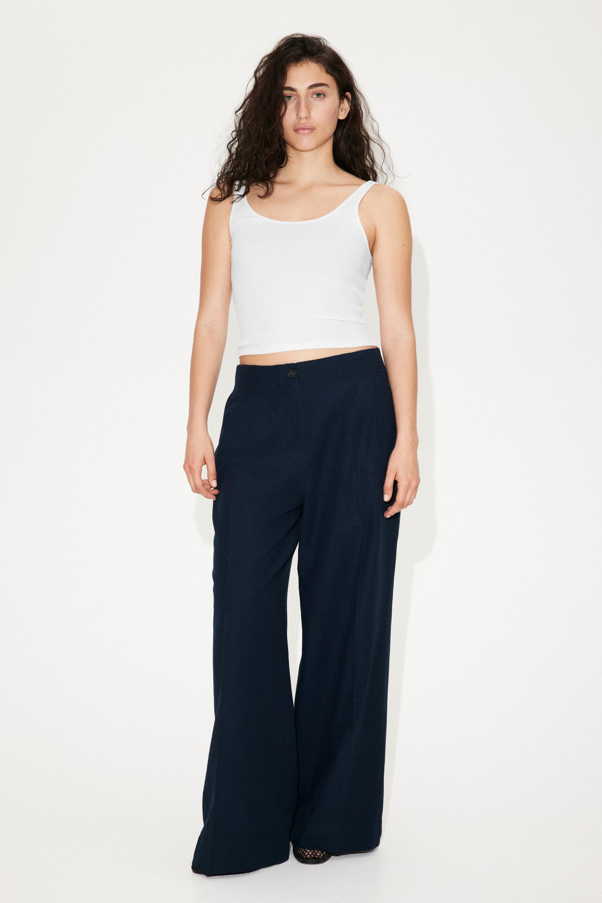 wide-leg linen-blend pants