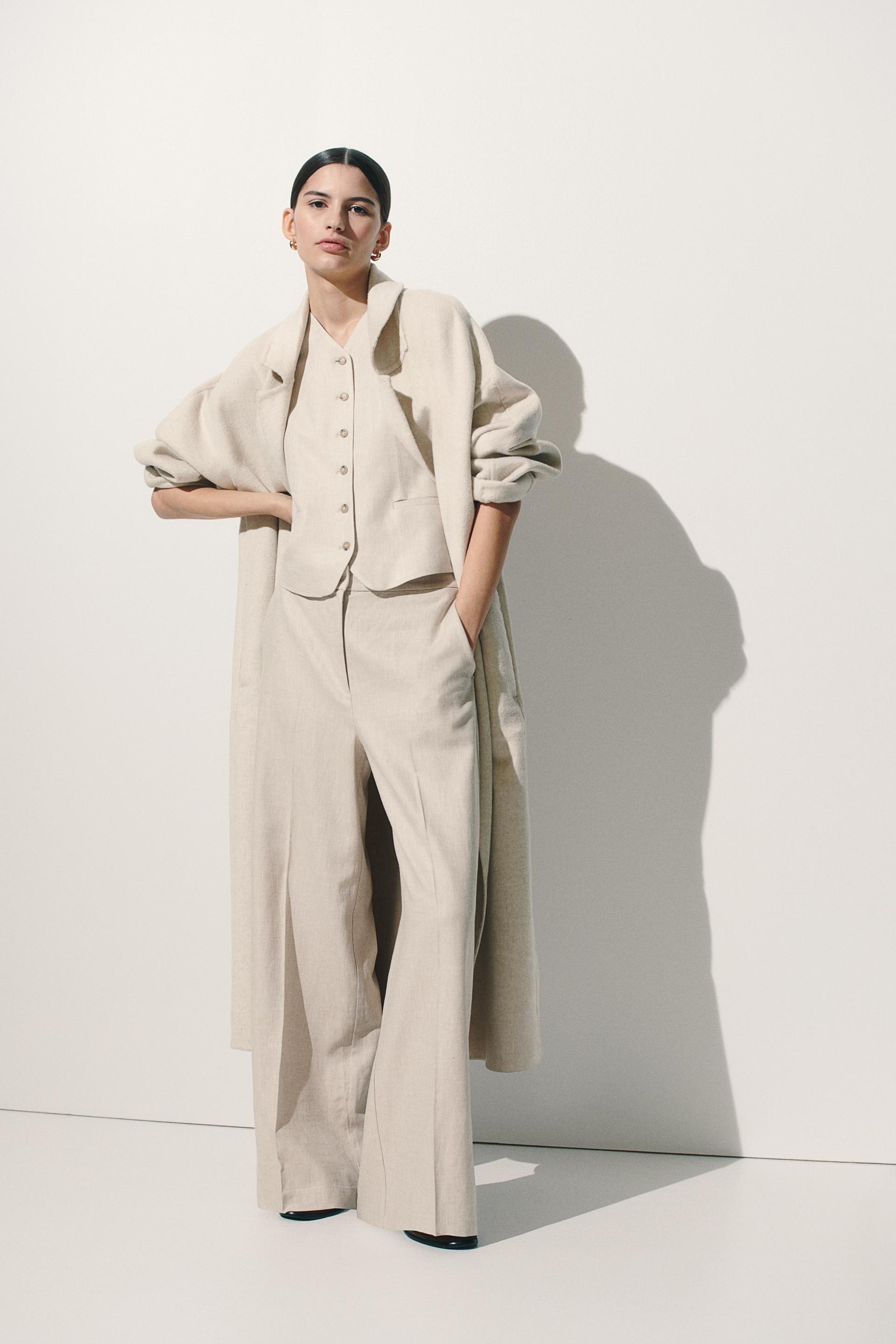 wide-leg linen-blend pants