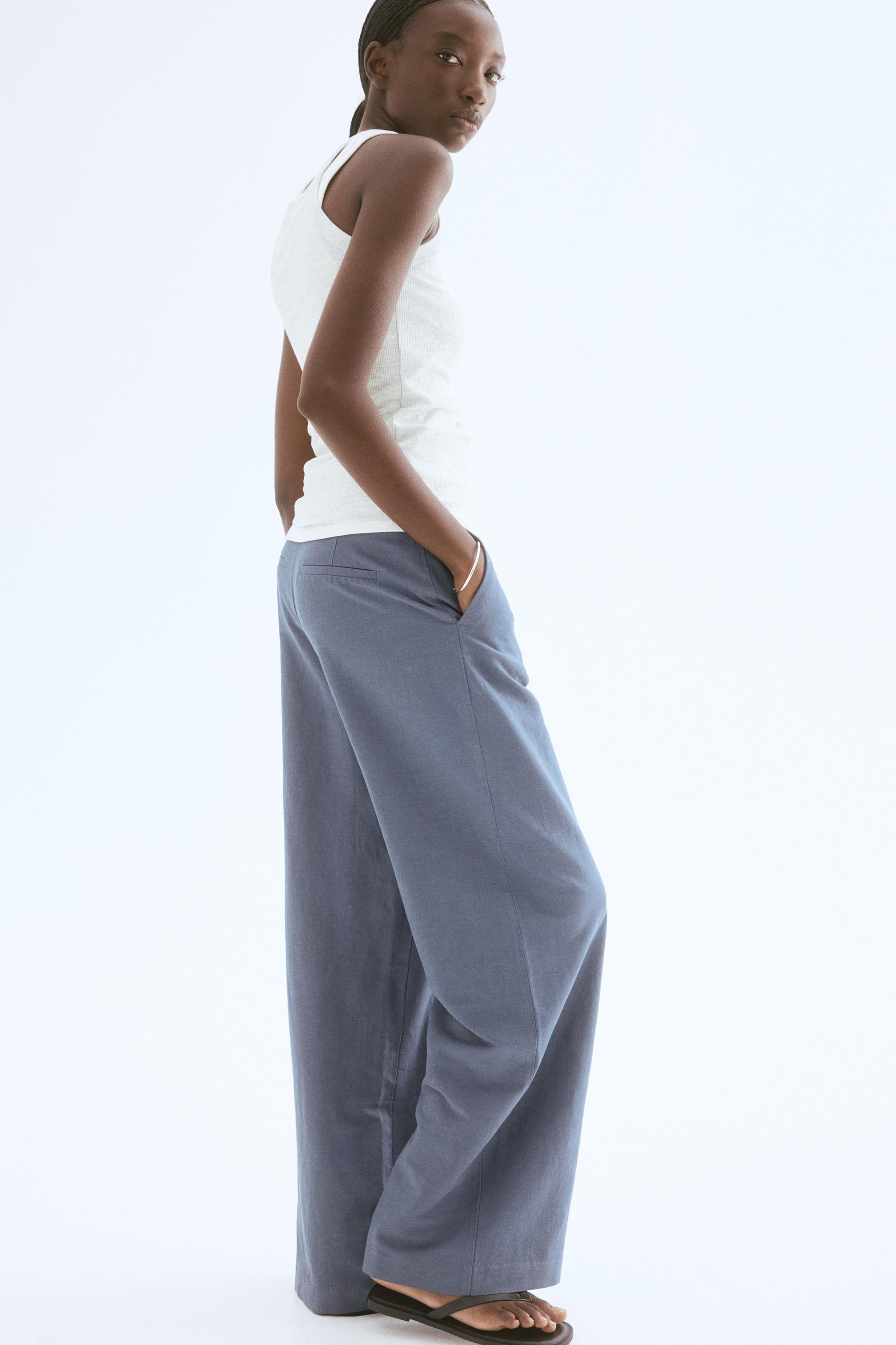wide-leg linen-blend pants