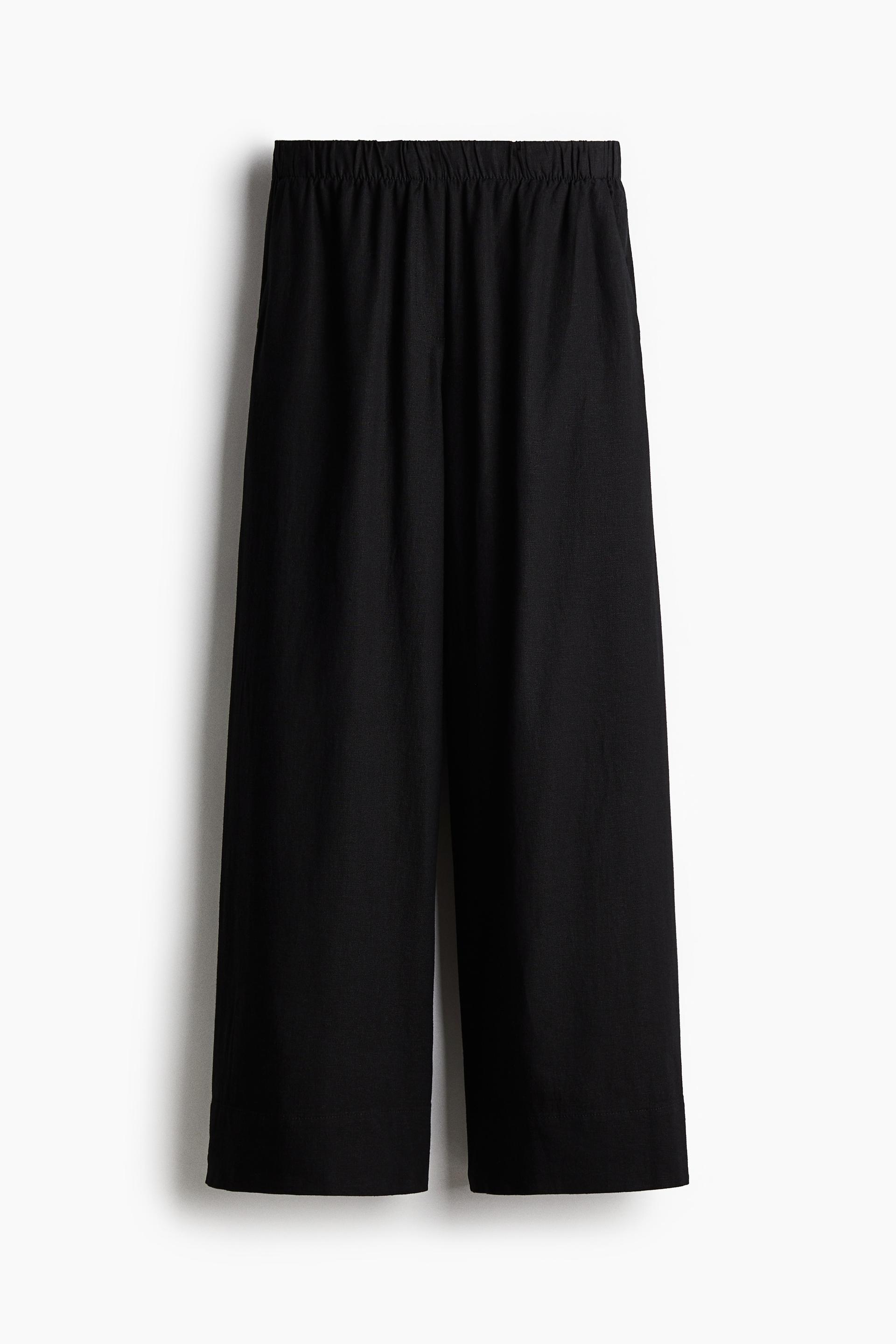 wide-leg linen-blend pants