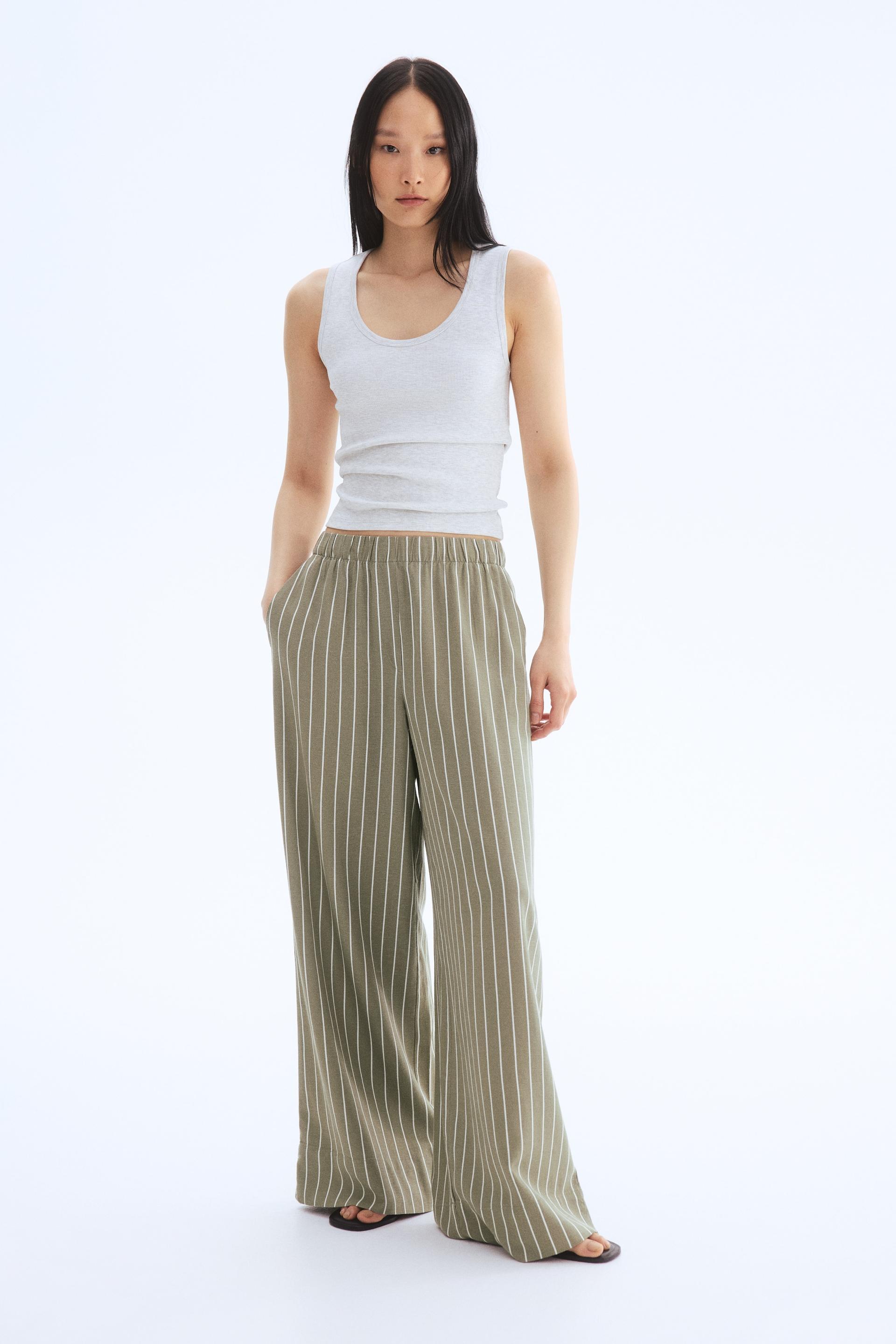 wide-leg linen-blend pants