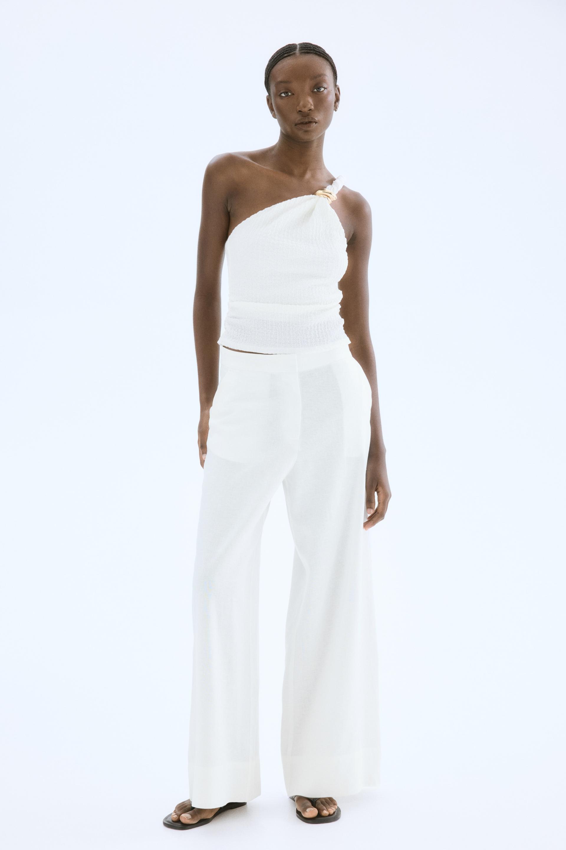 wide-leg linen-blend pants