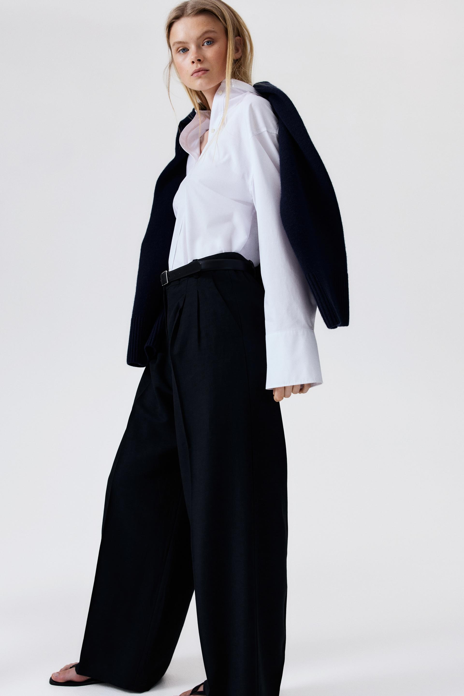wide-leg linen-blend pants