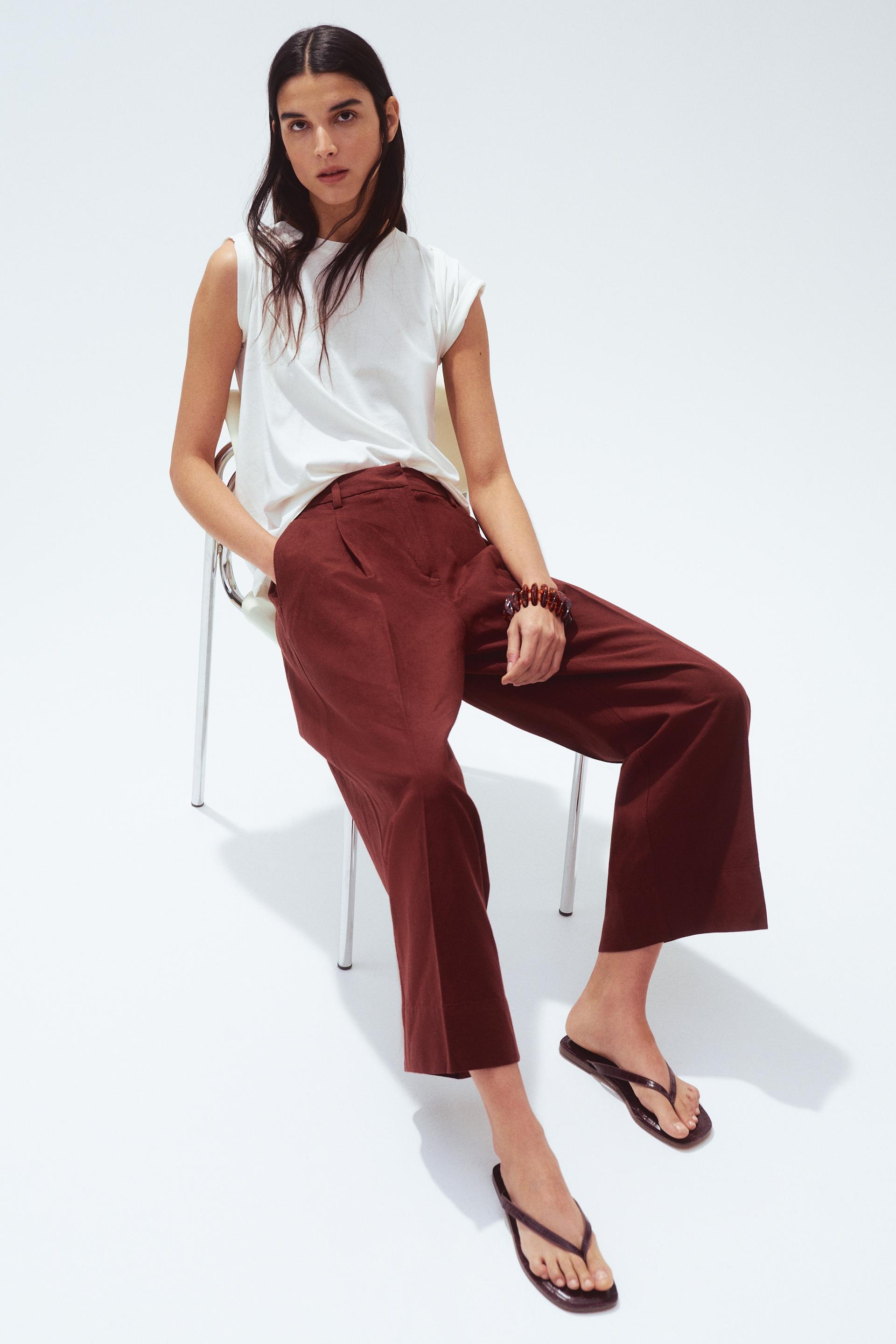 wide-leg linen-blend pants