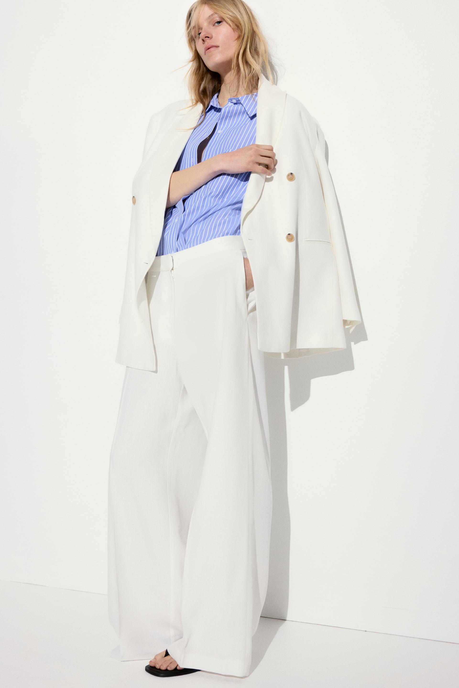 wide-leg linen-blend pants