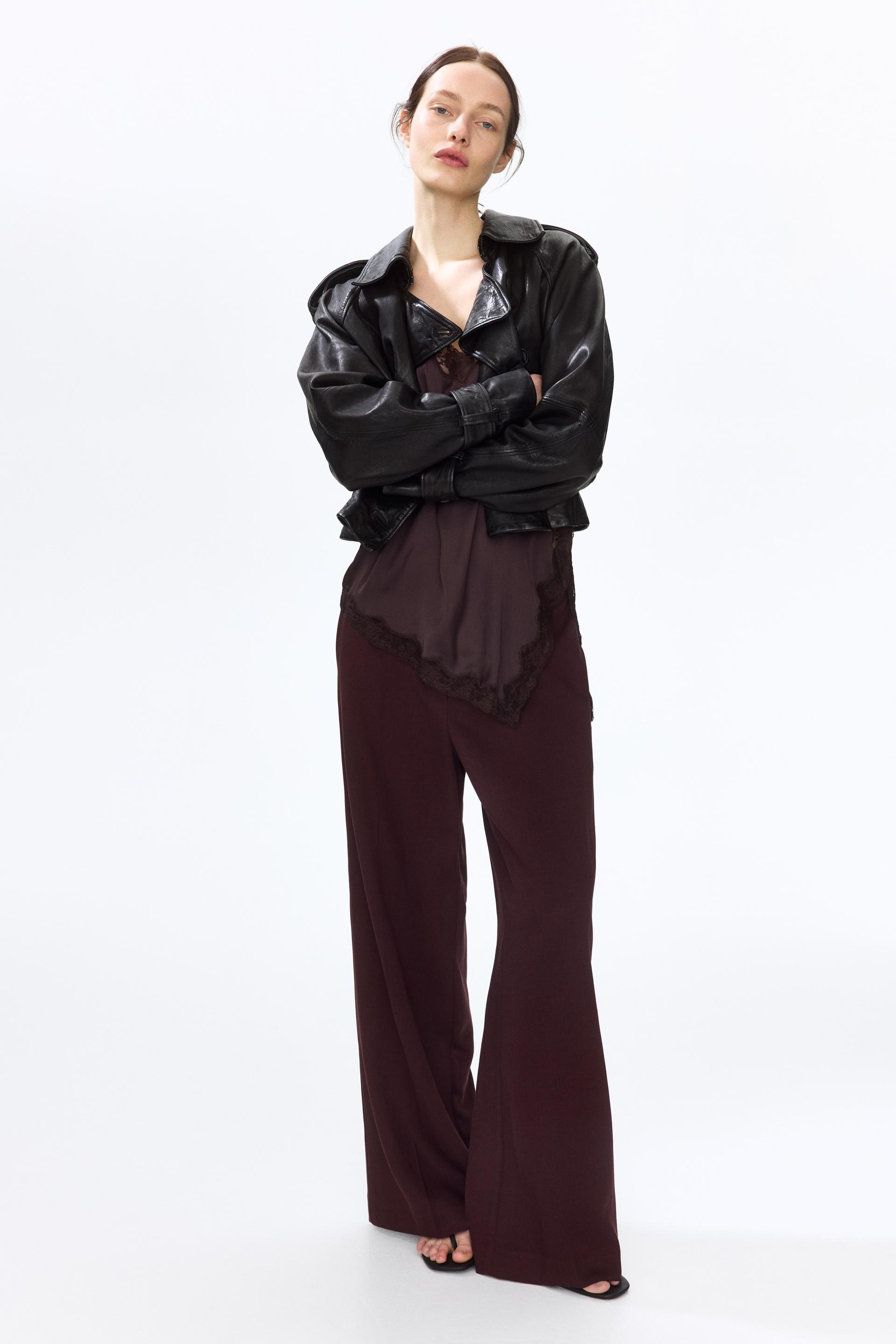wide-leg linen-blend pants