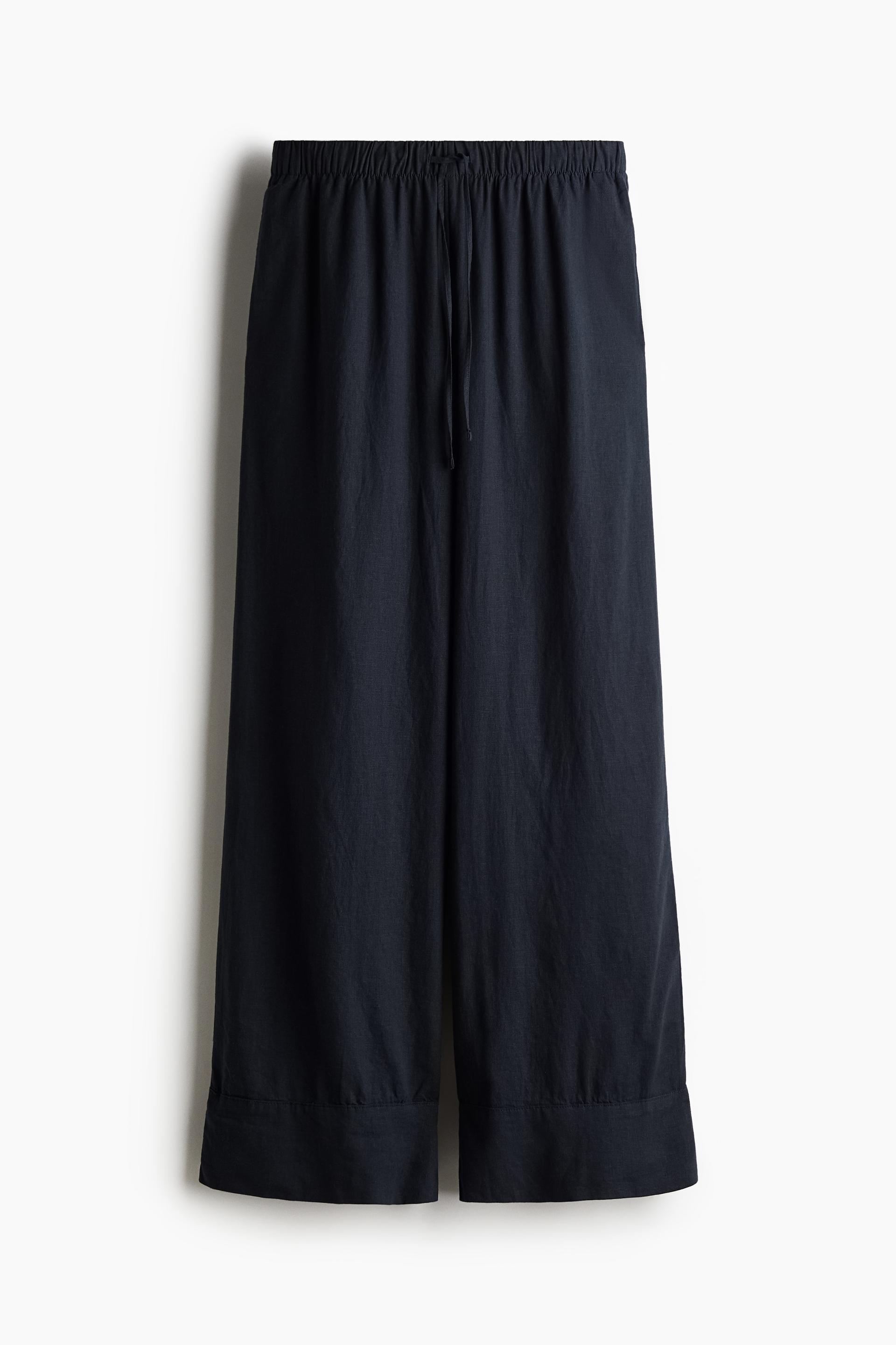 wide-leg linen-blend pants