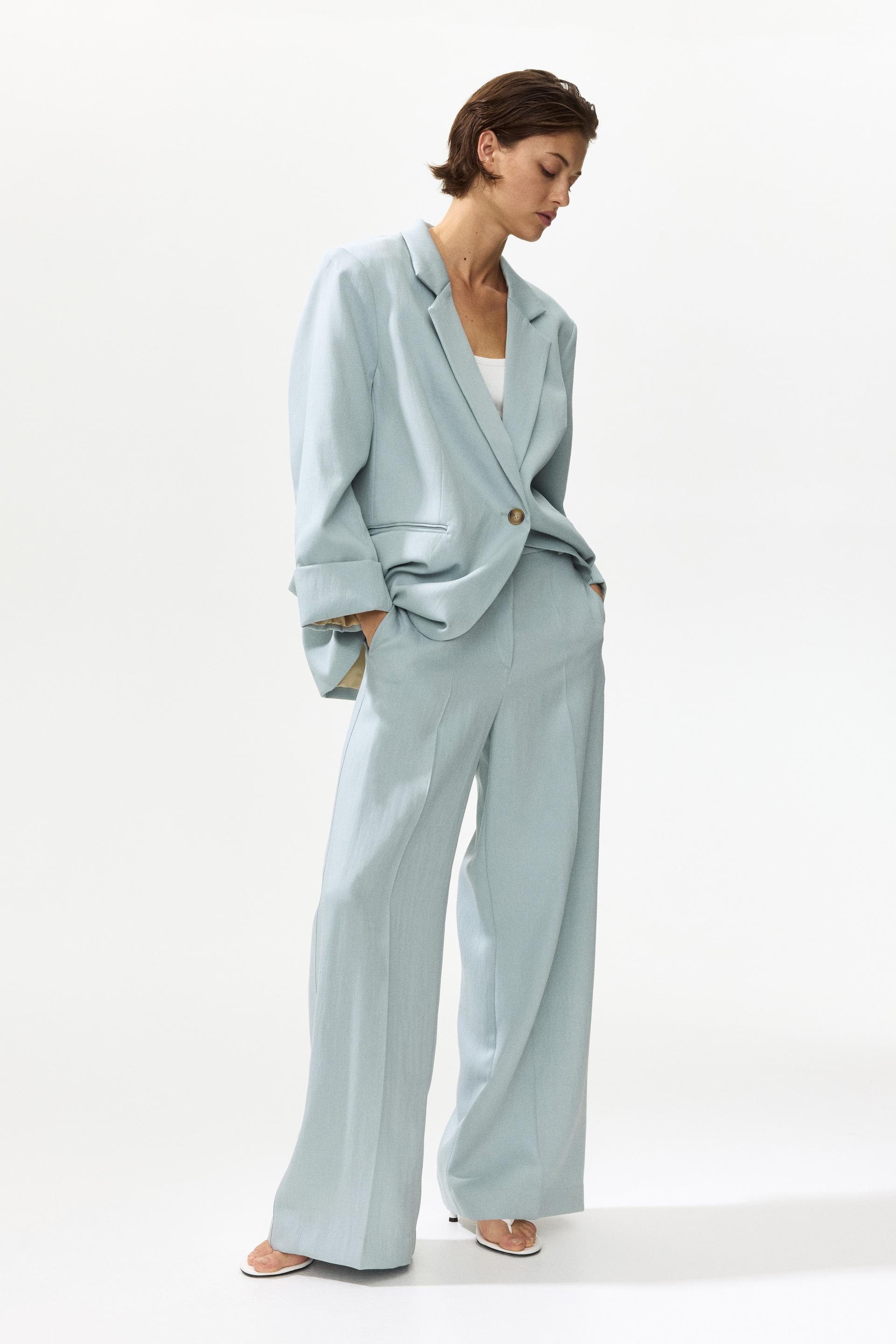 wide-leg linen-blend pants