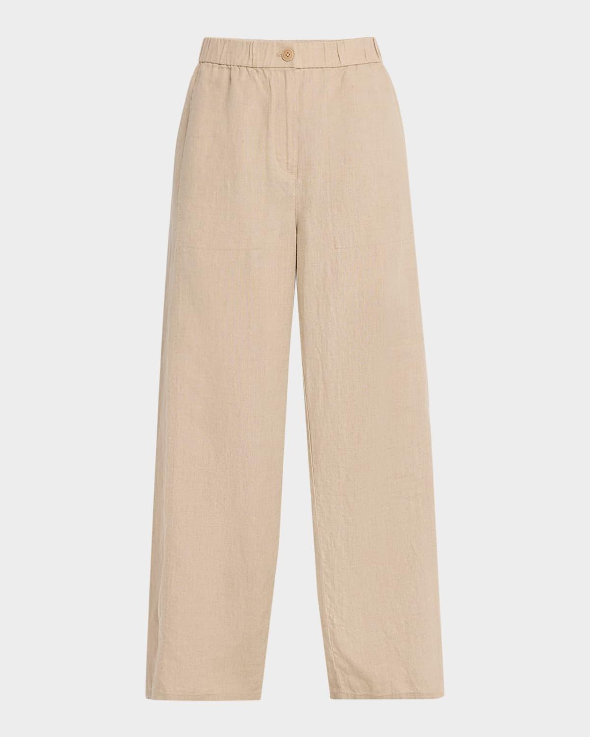 wide-leg organic linen ankle pants
