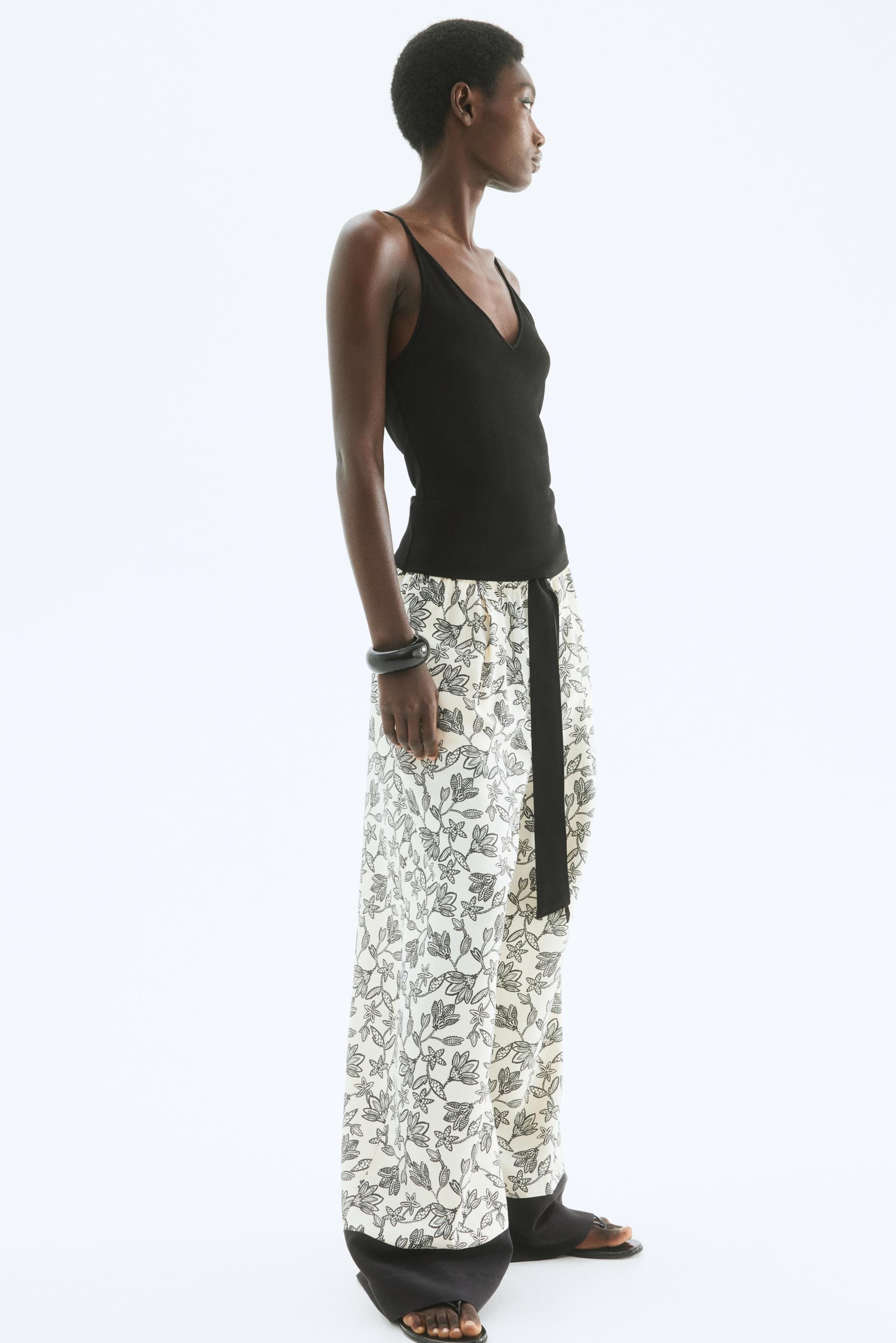 wide-leg pants with tie belt